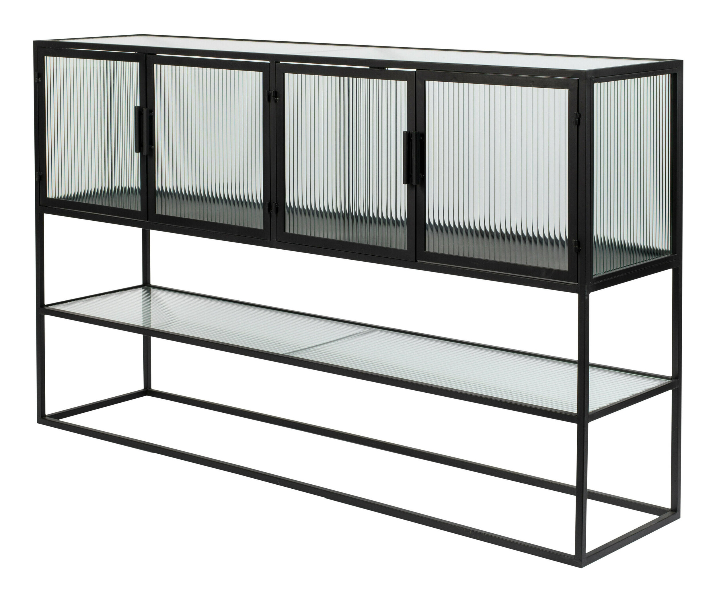 Dutchbone Dressoir Boli Glas en metaal, 150cm - Zwart