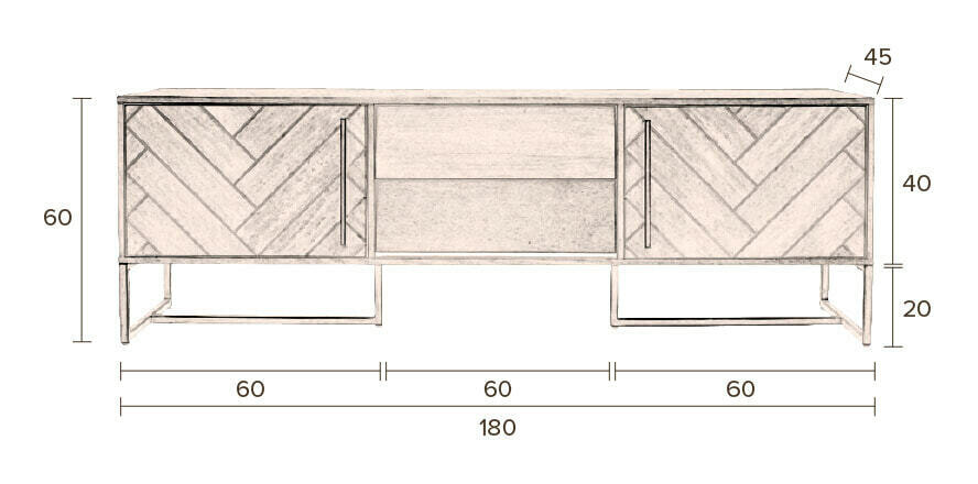 Dutchbone TV-meubel 'Class' Eikenhout, 180cm, kleur Naturel