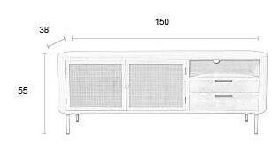 ZILT TV-Meubel 'Meja' Rattan, 150cm