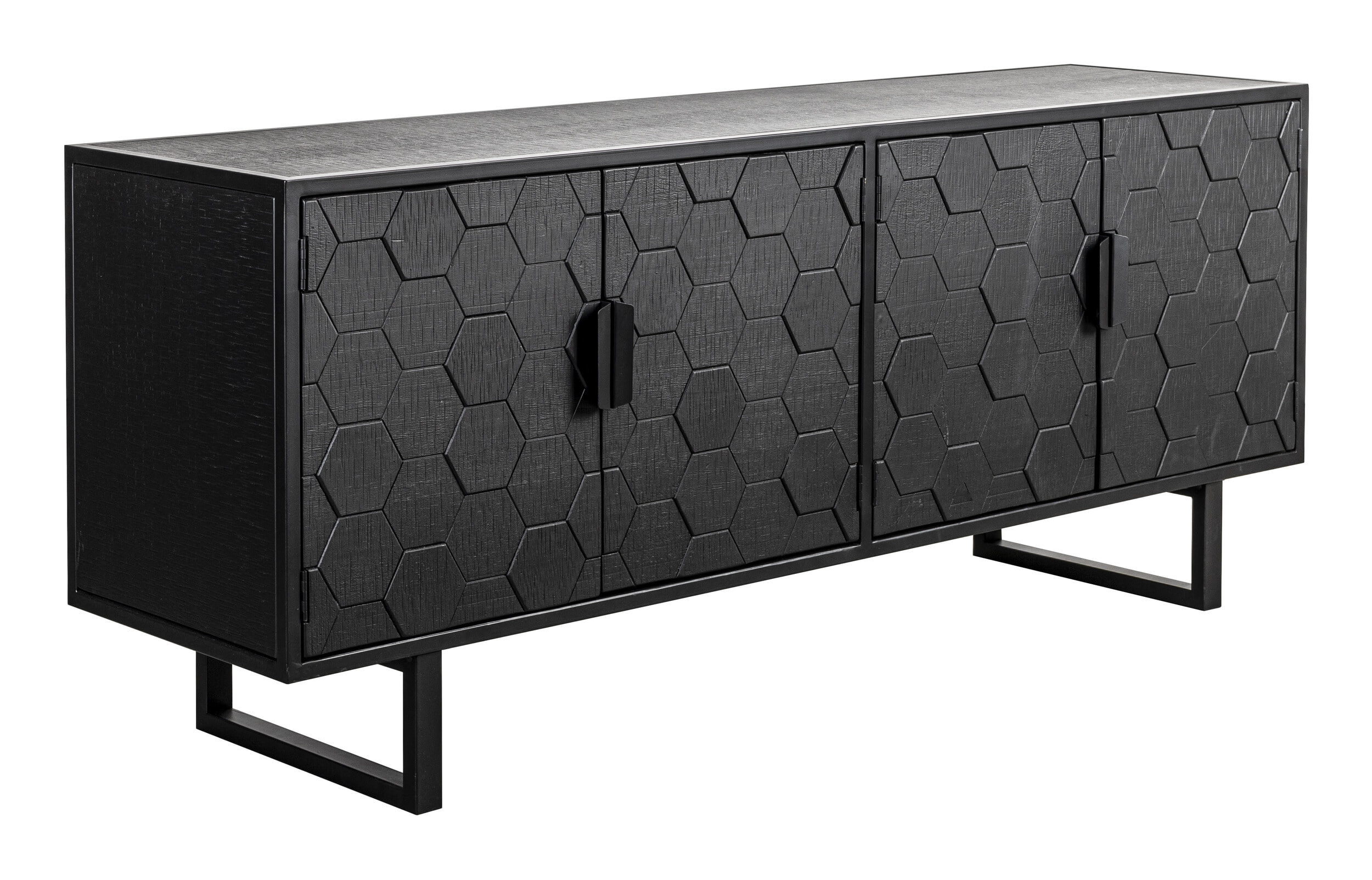 ZILT Dressoir 'Derrius' Dennenhout, 140cm, kleur zwart