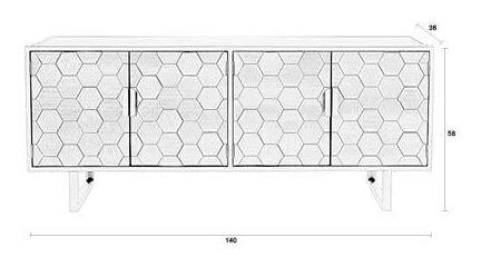 ZILT Dressoir 'Derrius' Dennenhout, 140cm, kleur zwart