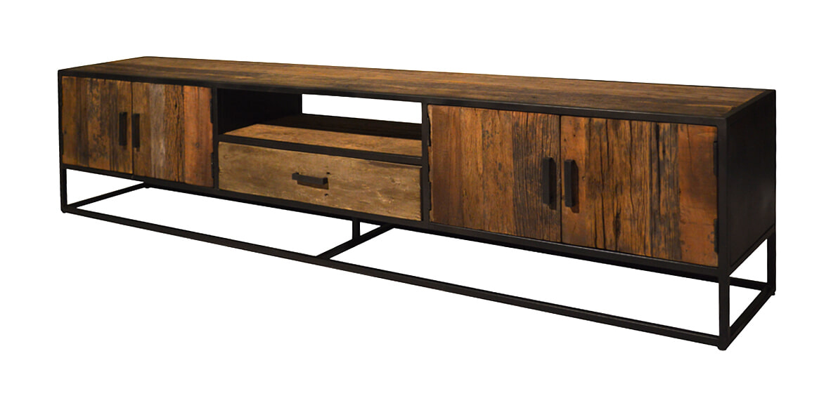 Livingfurn TV-meubel 'Dakota' Riverwood en staal, 240cm Livingfurn TV-meubel 'Dakota' Riverwood en staal, 240cm