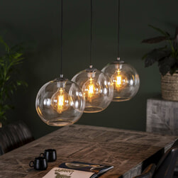 Hanglamp 'Katie' 3-lamps met glazen kappen, helder glas