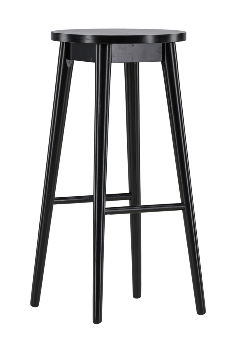 Nohr Barkruk 'Donella' Rubberhout, kleur Zwart (zithoogte 75cm)