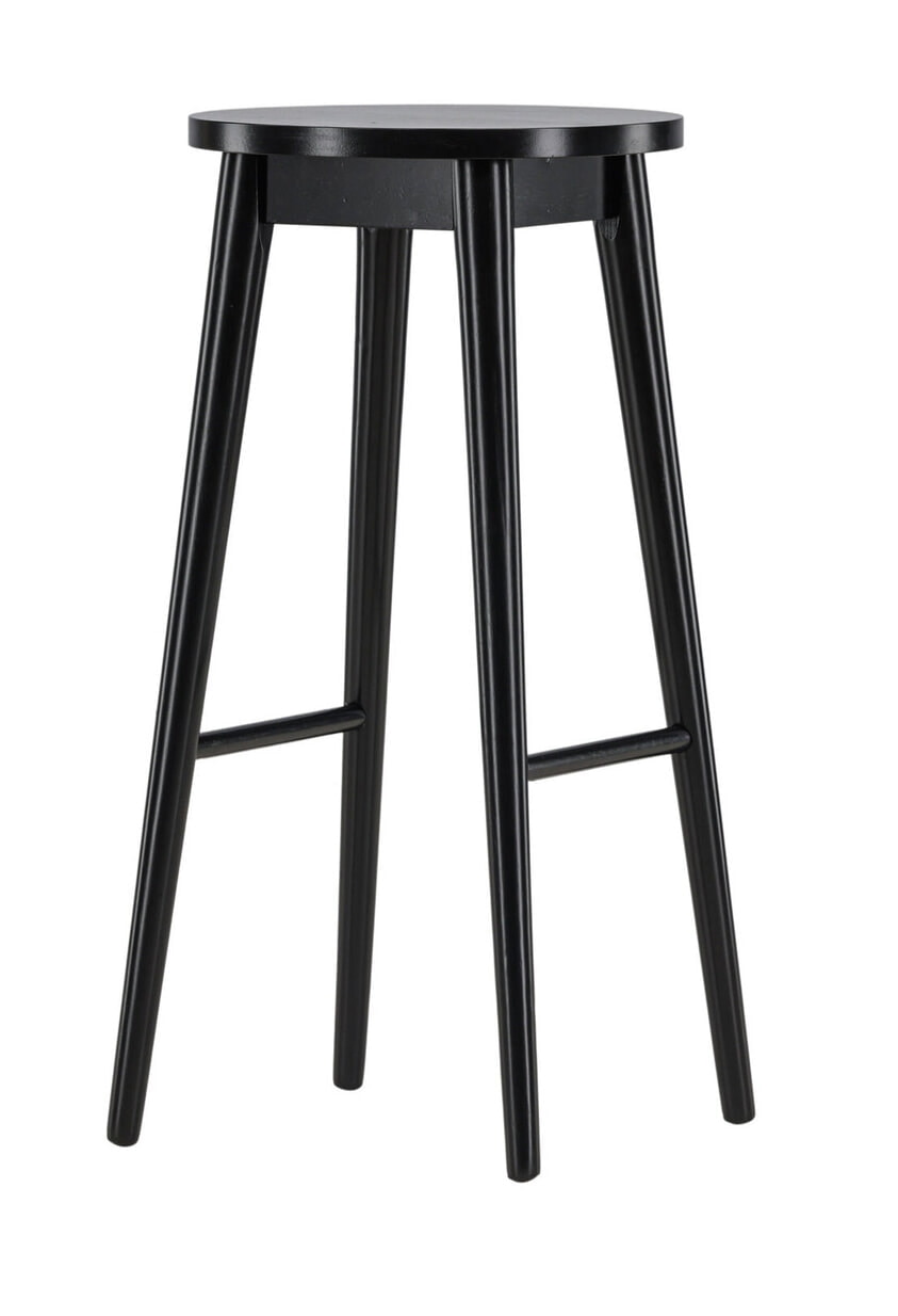 Nohr Barkruk 'Donella' Rubberhout, kleur Zwart (zithoogte 75cm)