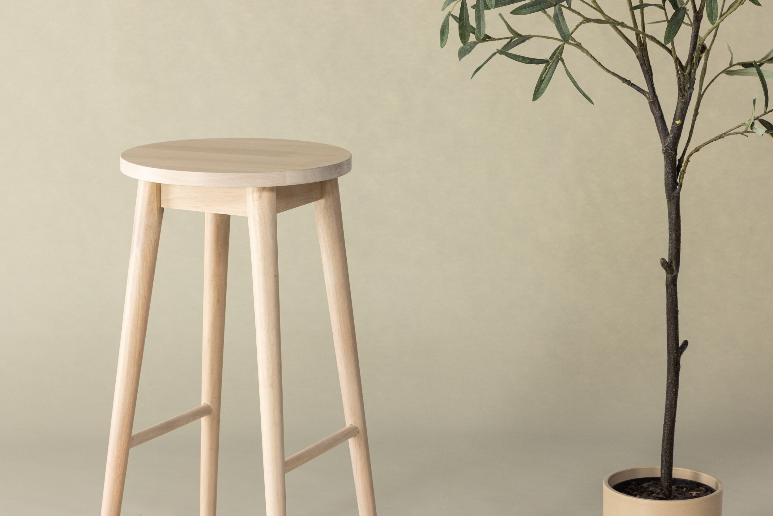 Nohr Barkruk 'Donella' Rubberhout, kleur Naturel (zithoogte 75cm)