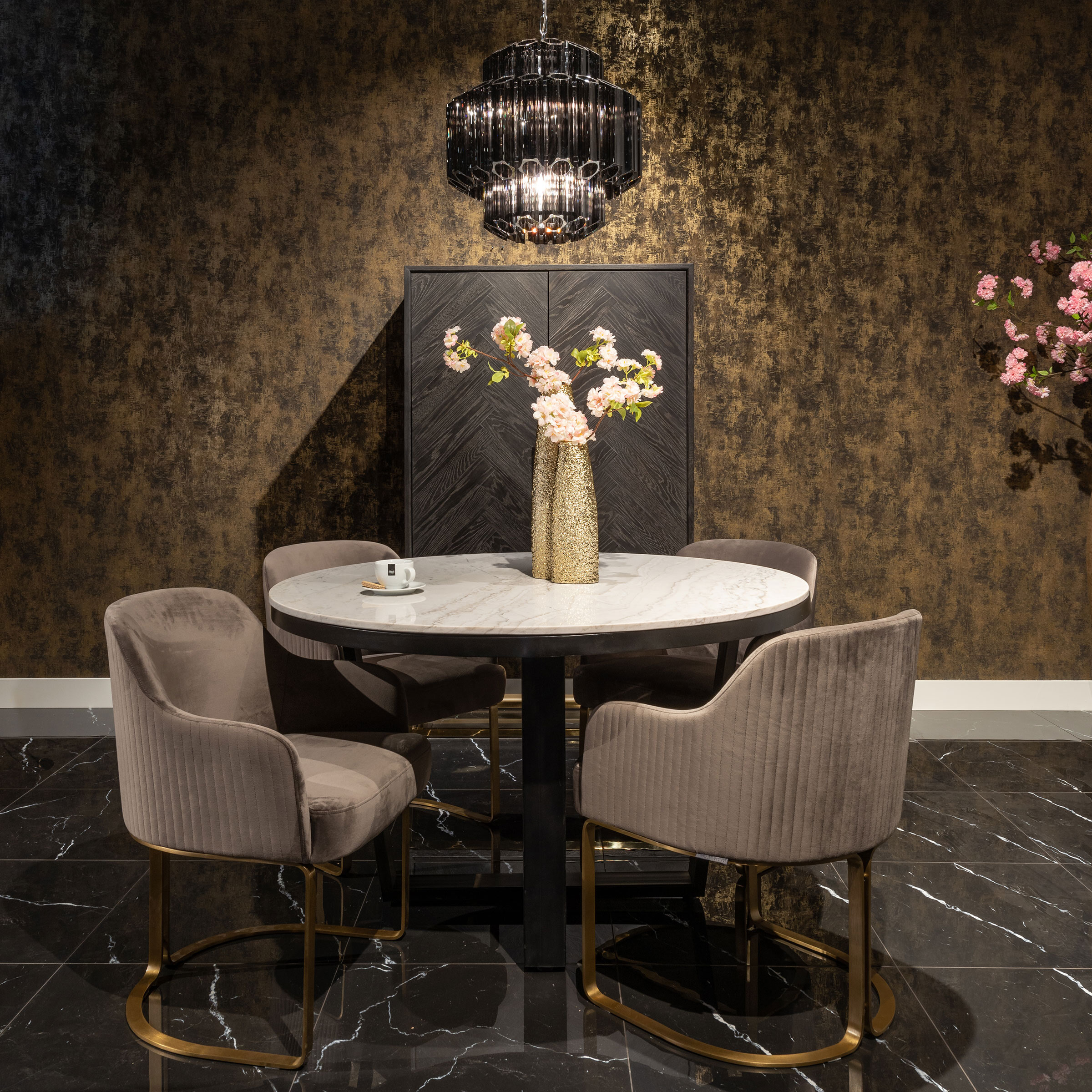Richmond Eetkamerstoel 'Hadley' Velvet, kleur Stone