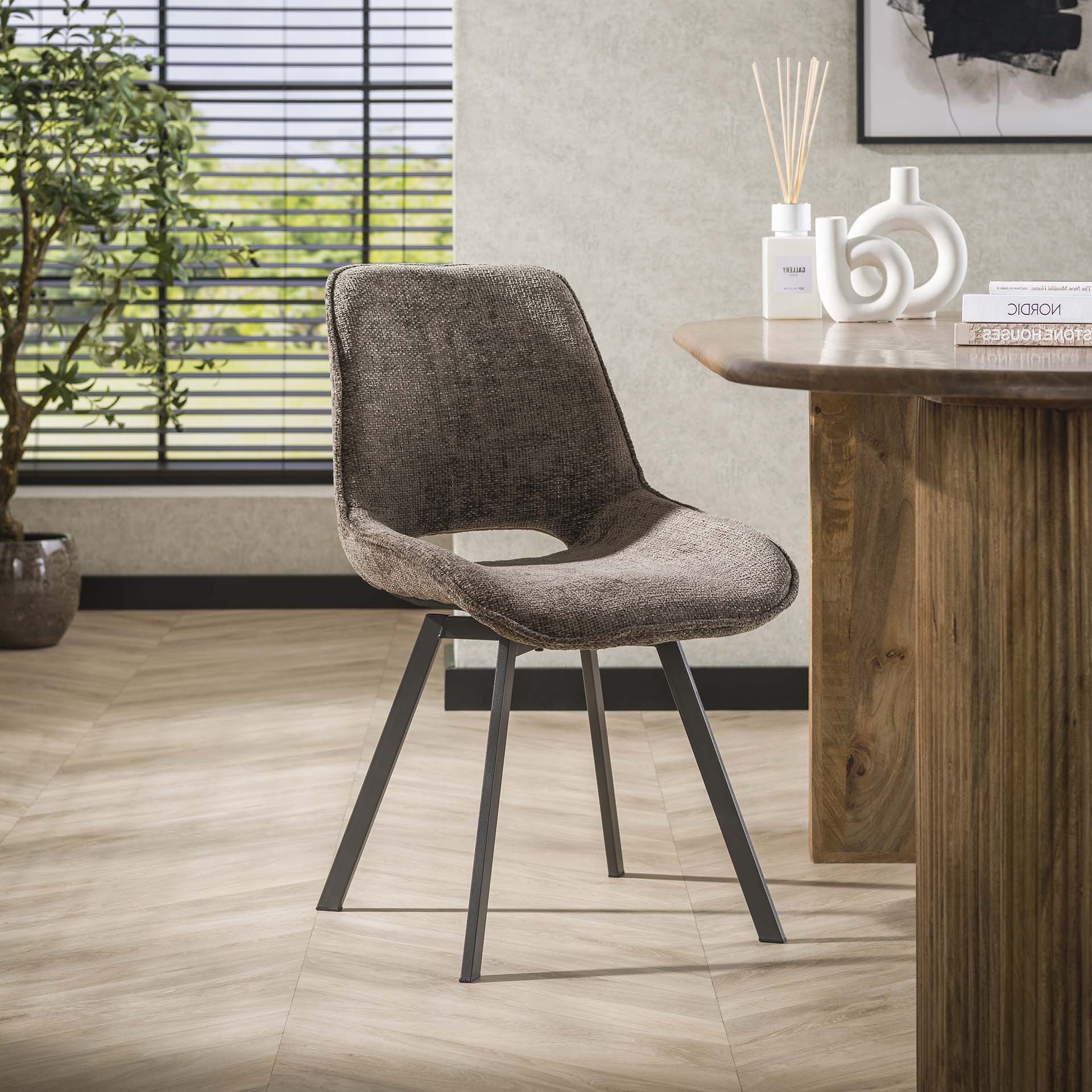 LifestyleFurn Draaibare Eetkamerstoel Tamaine Chenille - Taupe