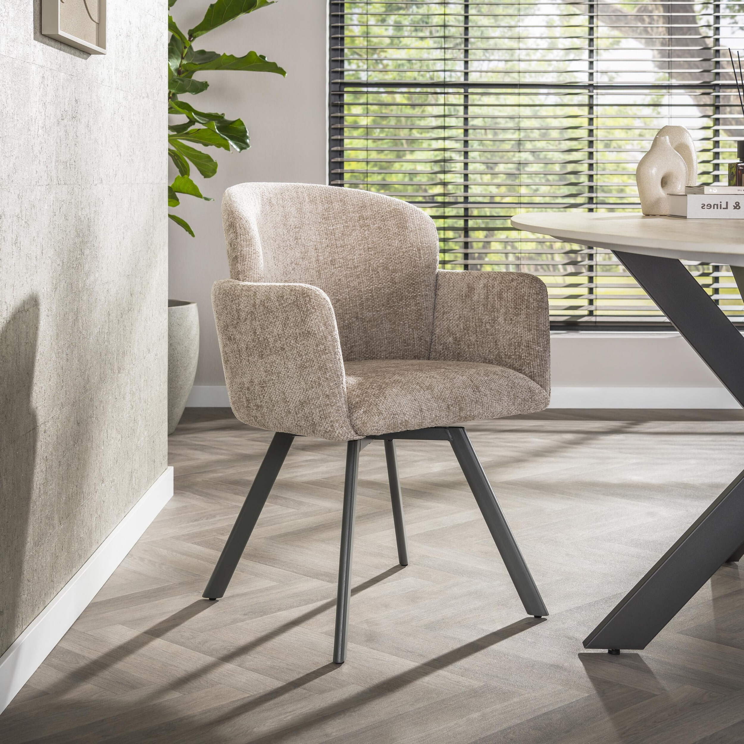 LifestyleFurn Draaibare Eetkamerstoel 'Katurah' Geweven stof