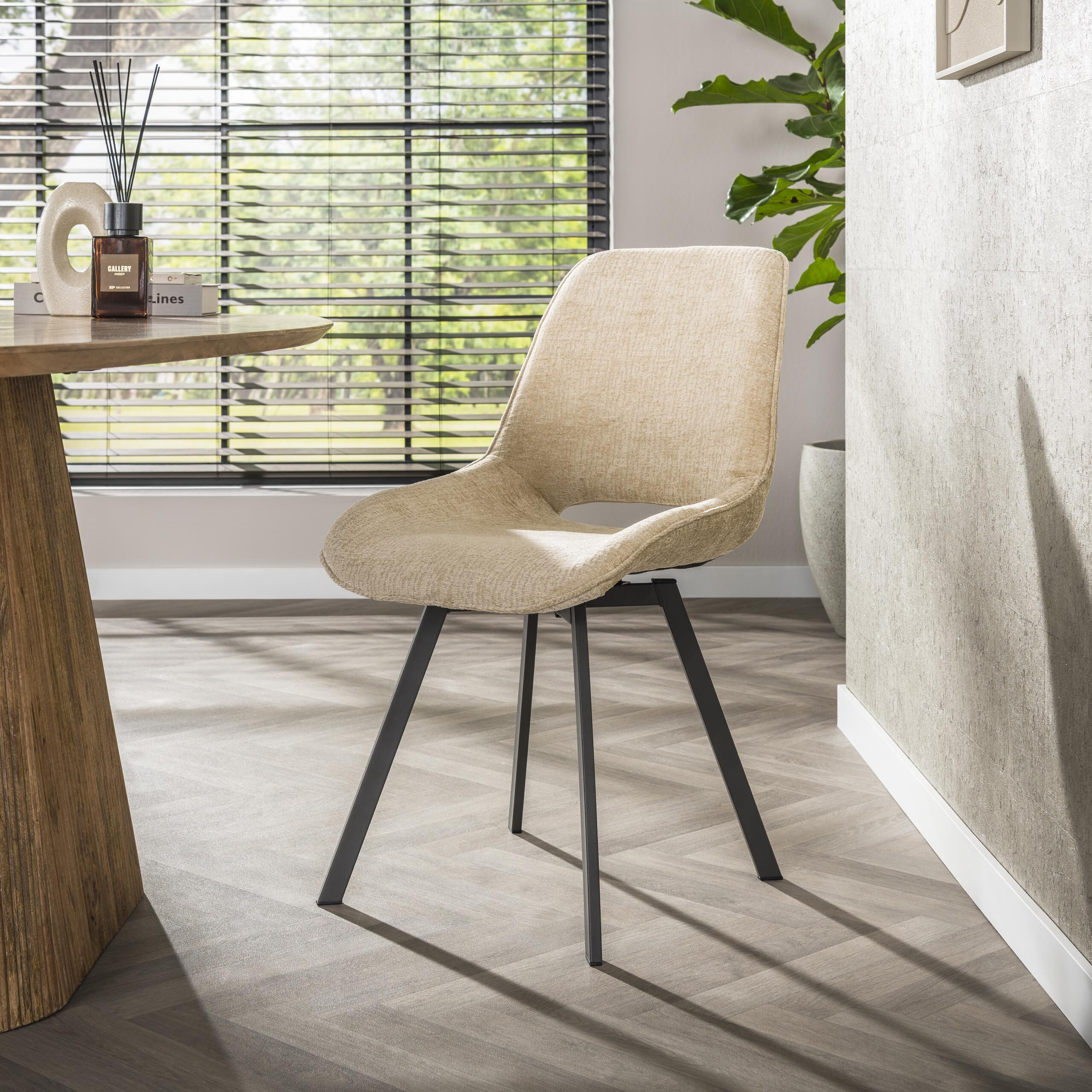 LifestyleFurn Draaibare Eetkamerstoel Jovanni Chenille - Zand