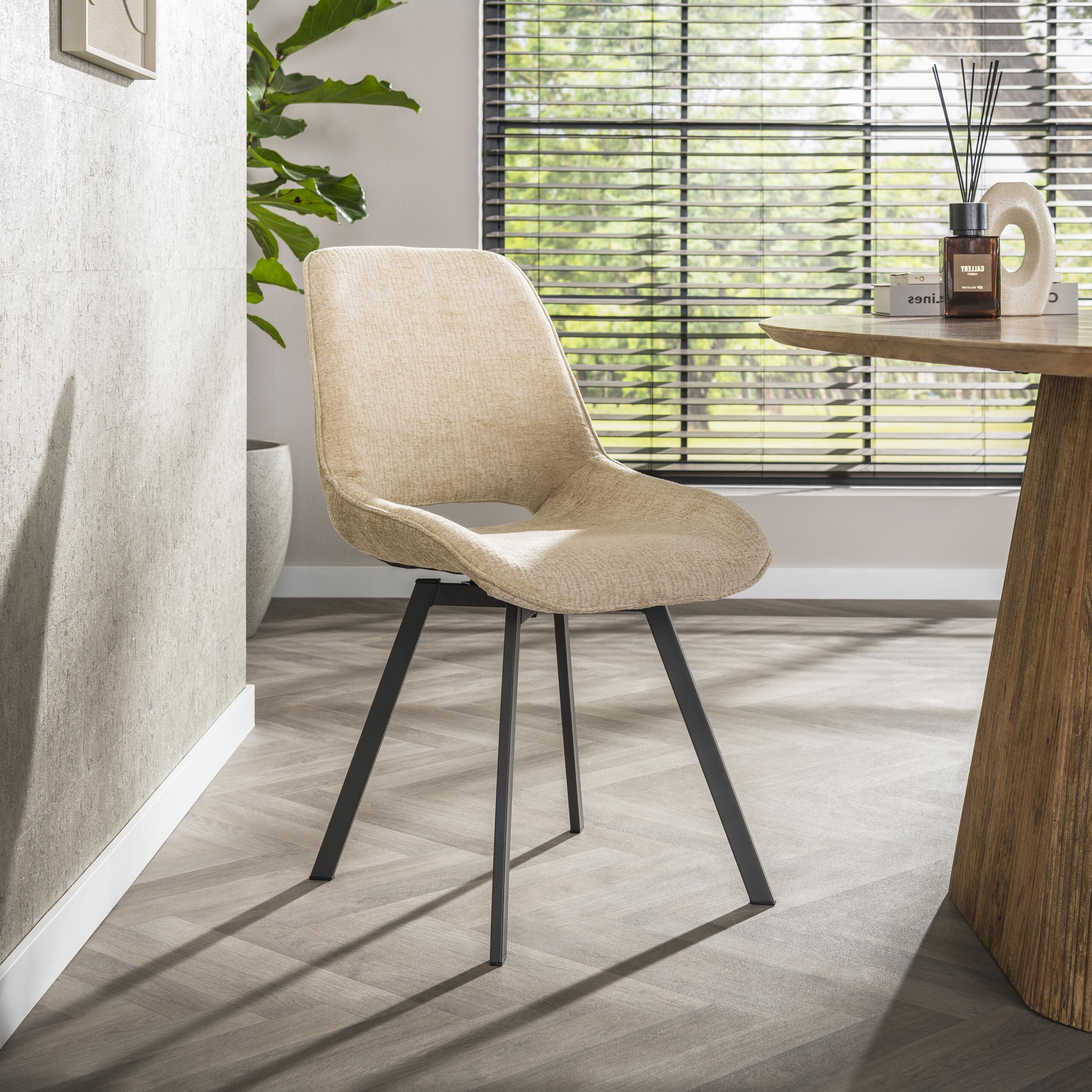 LifestyleFurn Draaibare Eetkamerstoel Jovanni Chenille - Zand