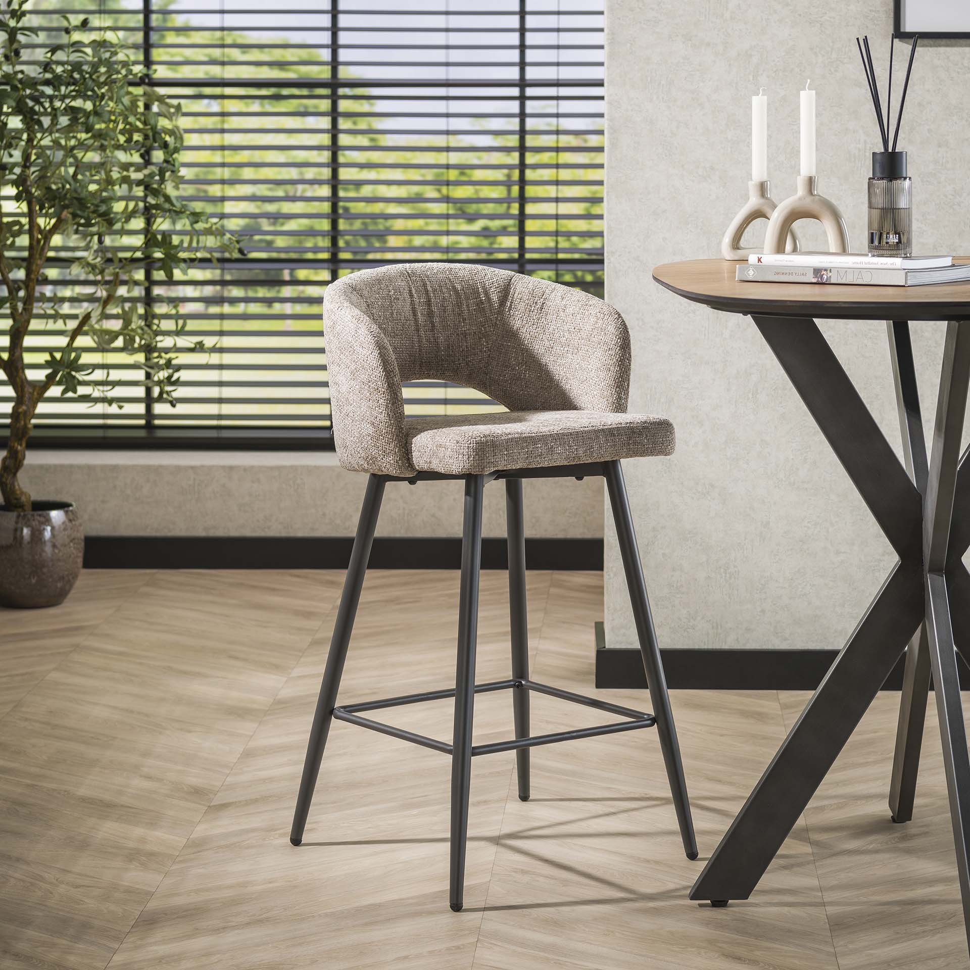 LifestyleFurn Barstoel 'Arnie' Renegade stof (zithoogte 69cm)