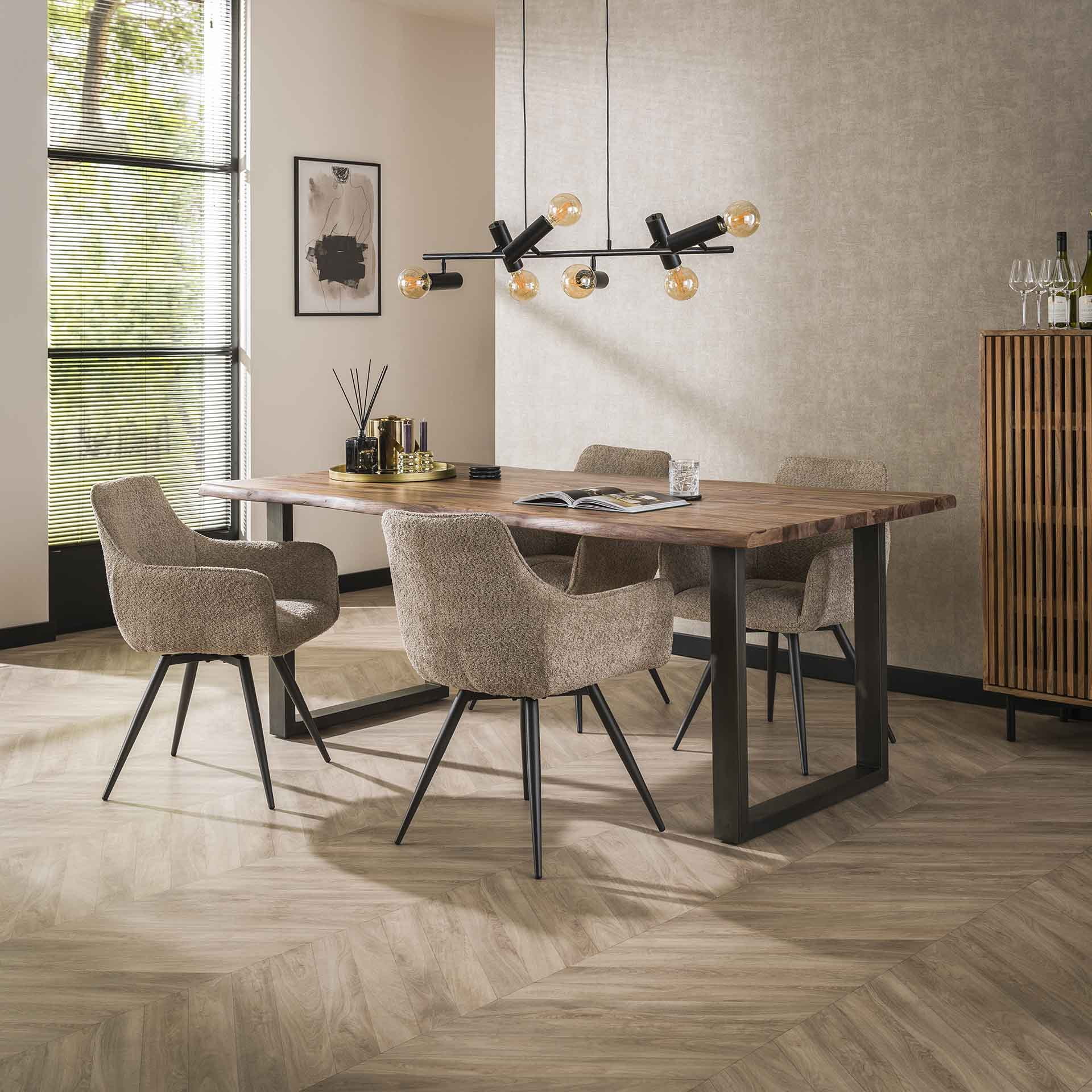 LifestyleFurn Draaibare Eetkamerstoel 'Evelia' Bouclé, kleur Zand