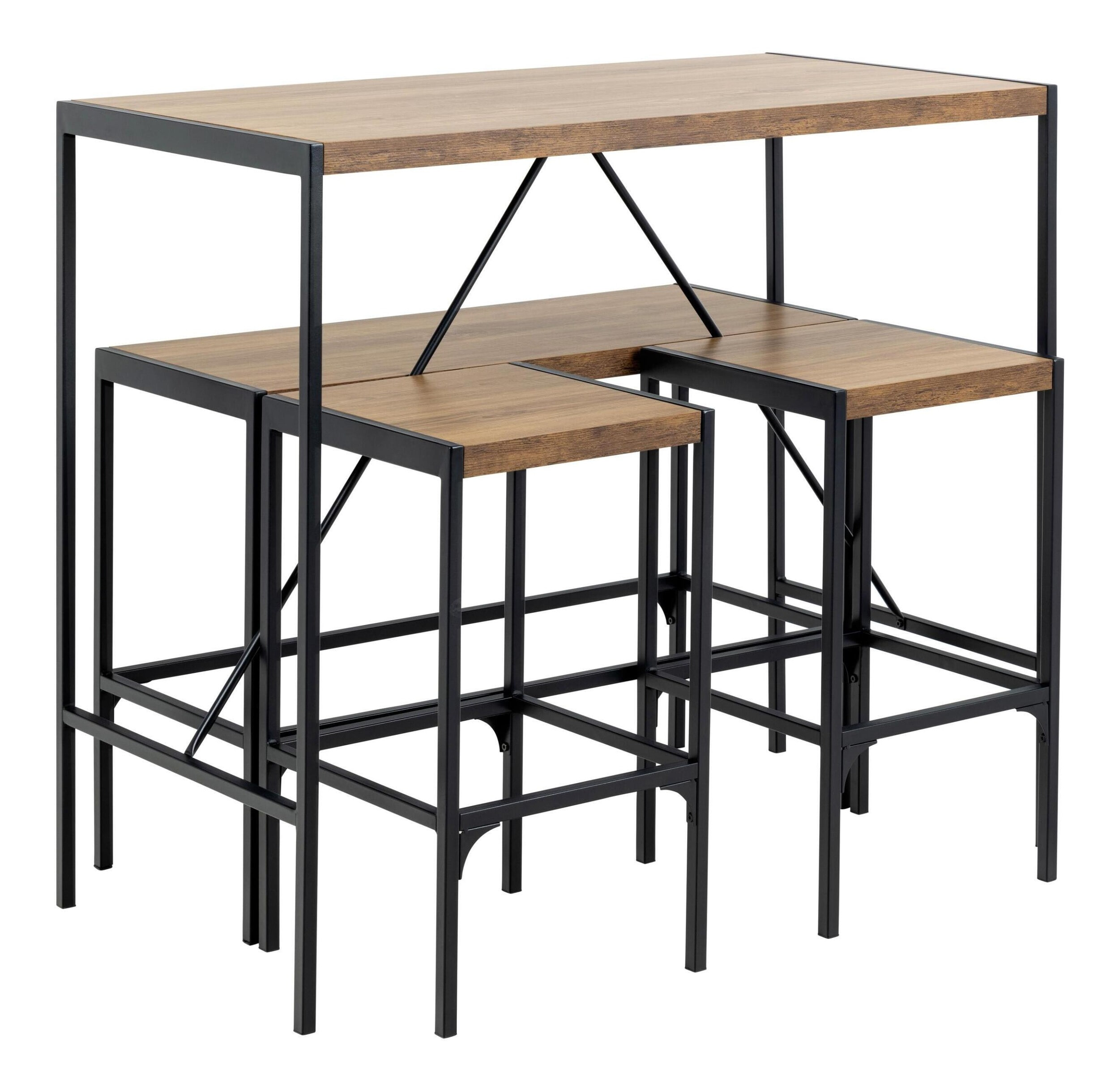 Bendt Bartafel set 'Deryk' Eikenlook, Met 2 barstoelen en bankje