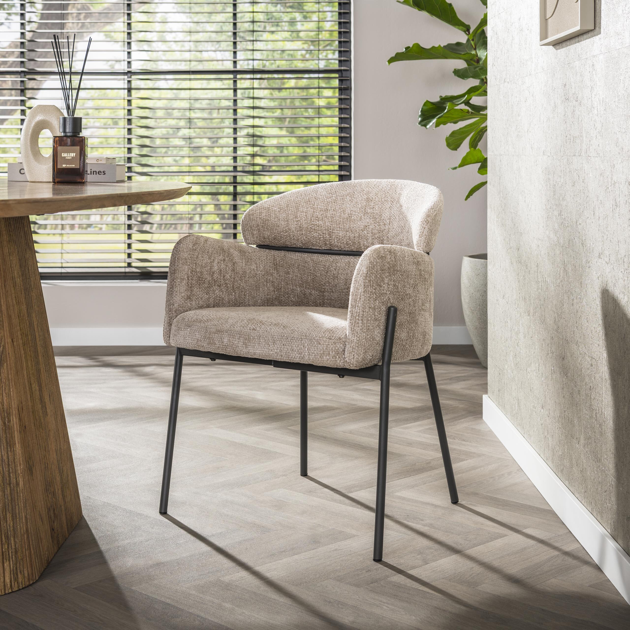 LifestyleFurn Eetkamerstoel Shallen Chenille - Zand