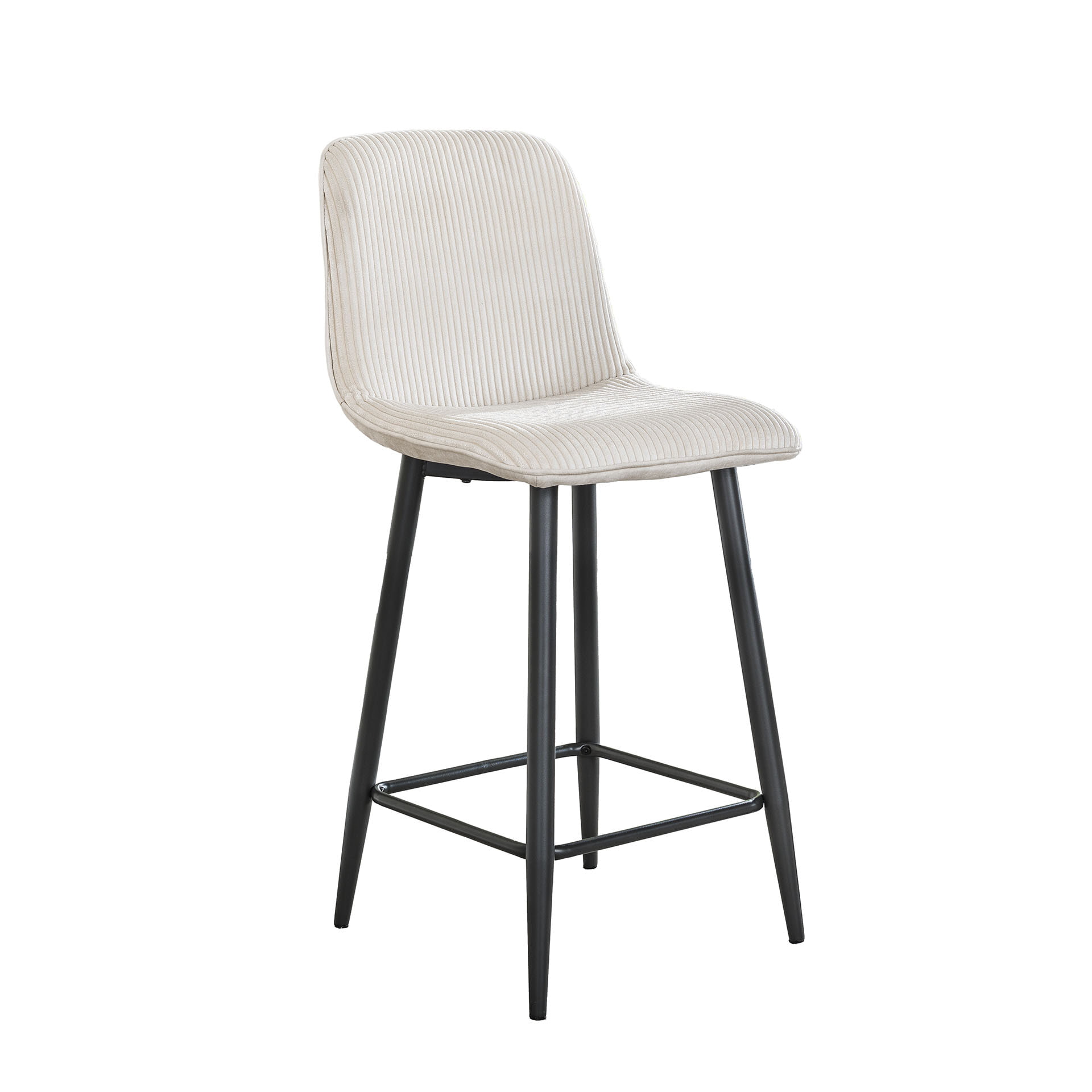 LifestyleFurn Barstoel 'Salim' Rib, kleur Off White (zithoogte 65cm)