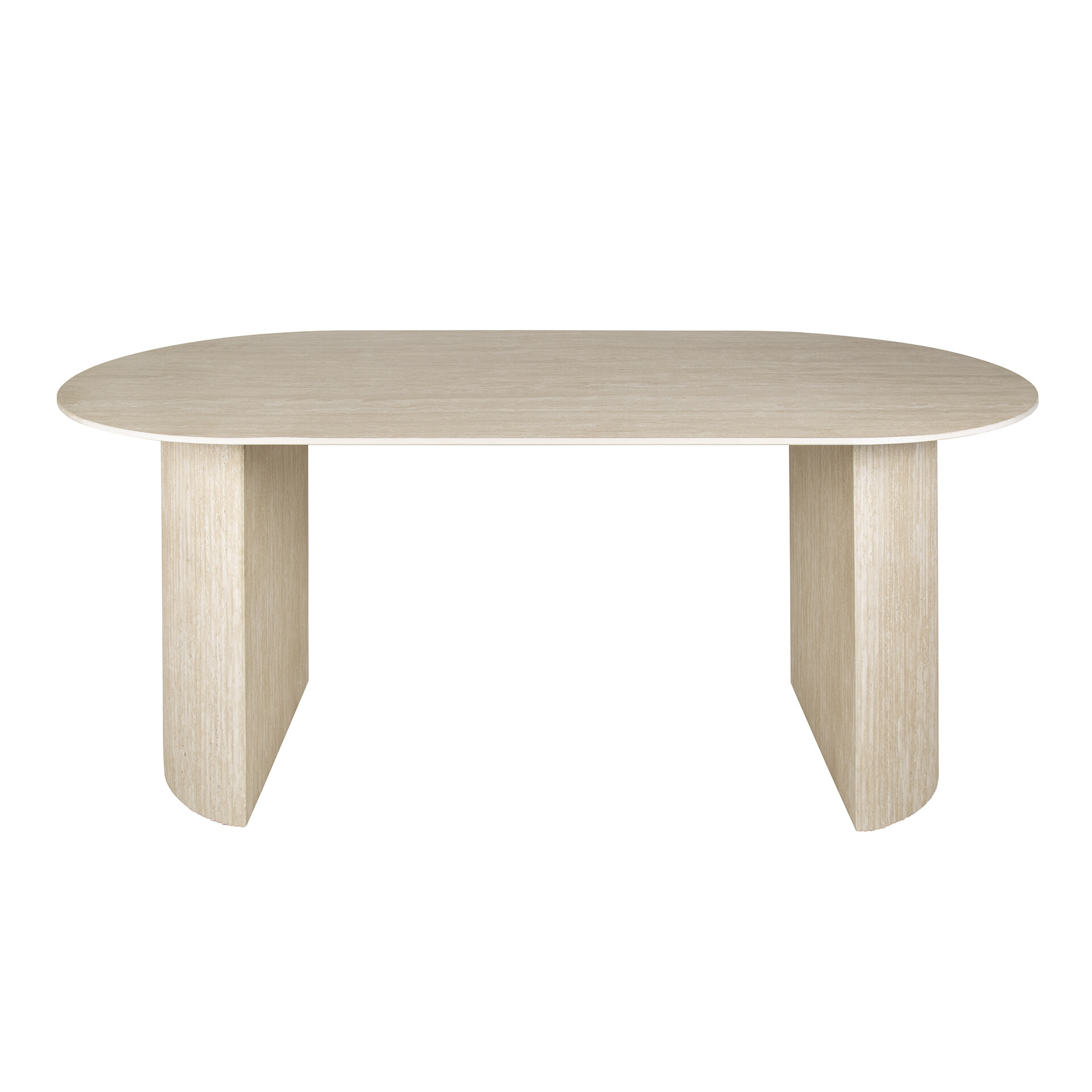 LifestyleFurn Ovale Eettafel 'Ciarra' Keramiek in Travertin-look, 180 x 90cm