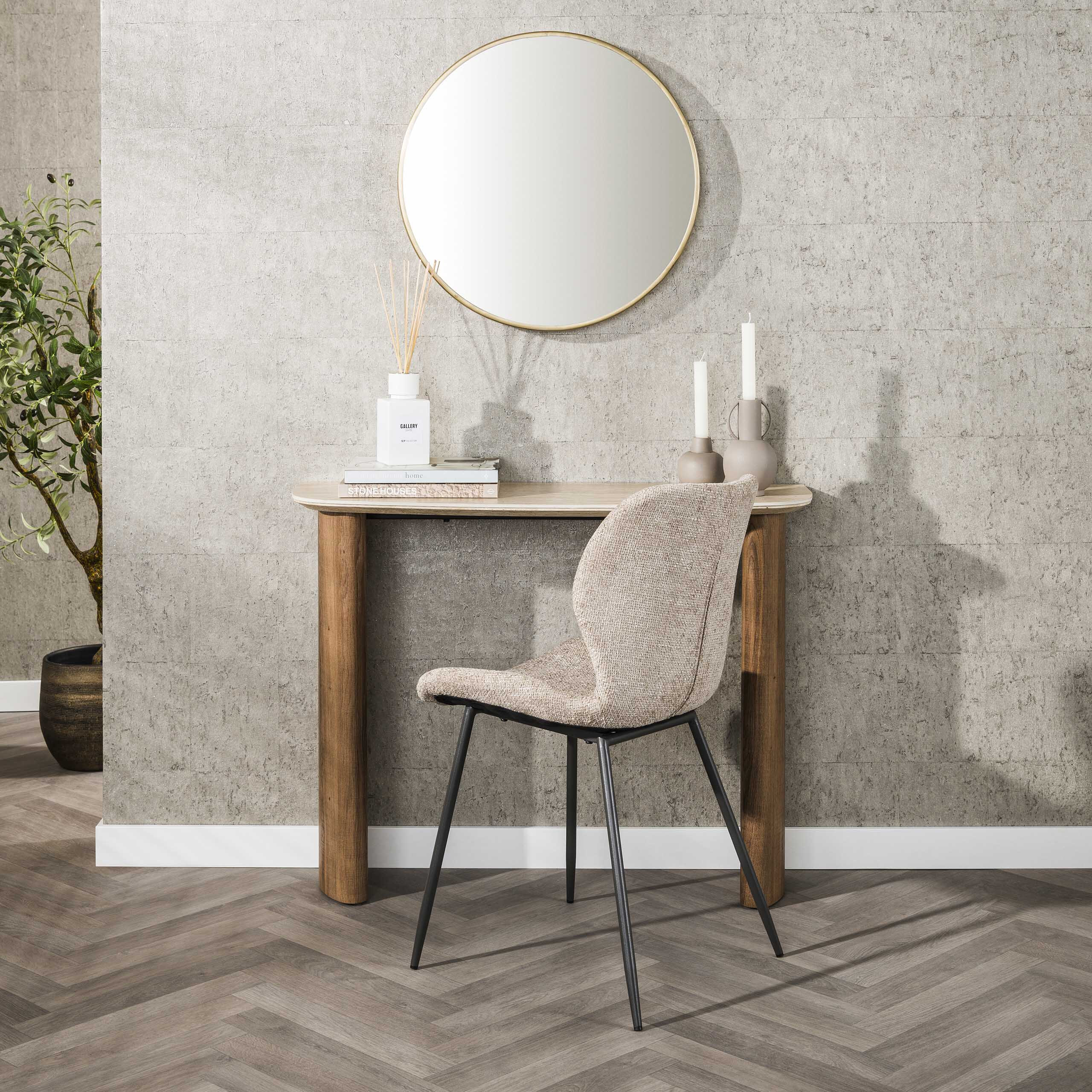 LifestyleFurn Sidetable 'Laycie' Keramiek in Travertin-look, 100cm