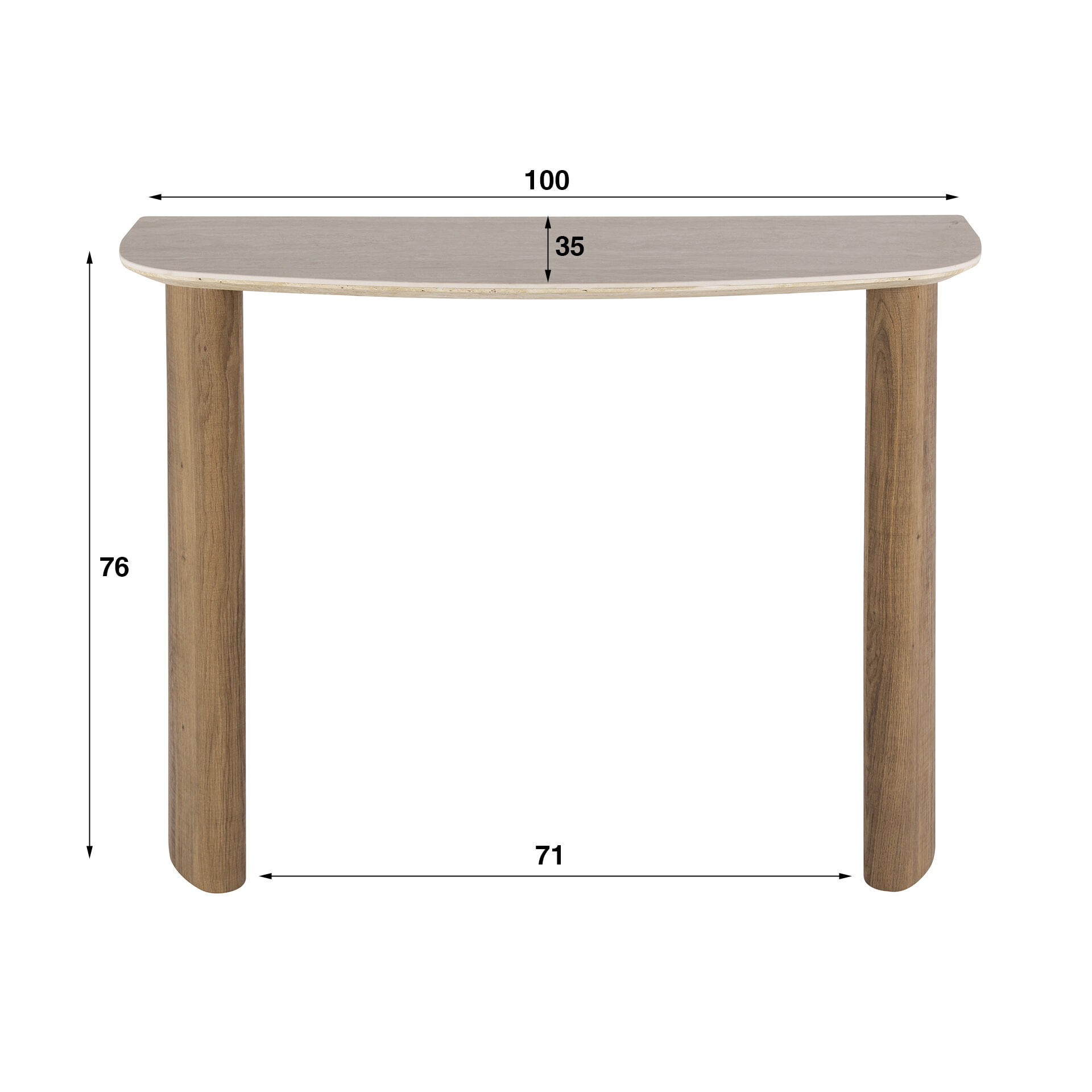 LifestyleFurn Sidetable 'Laycie' Keramiek in Travertin-look, 100cm