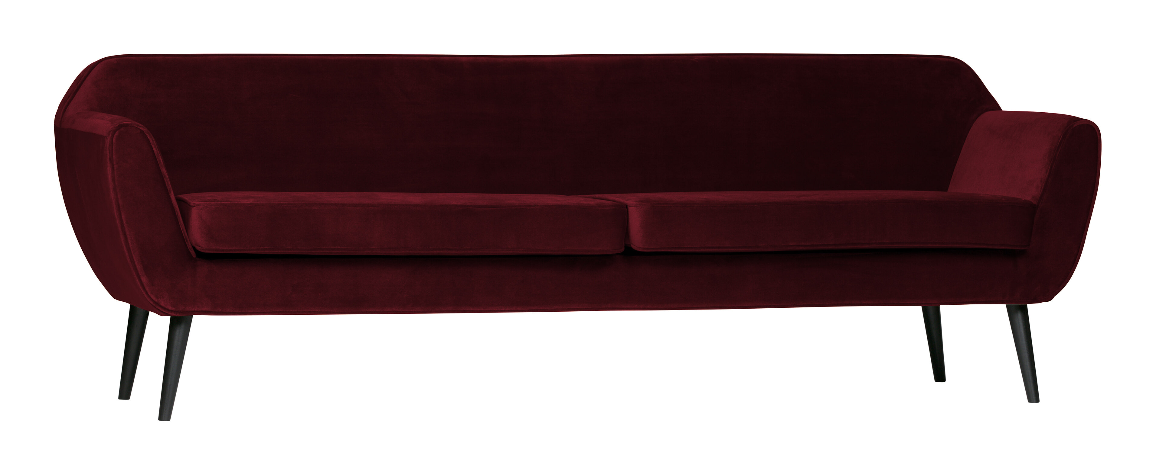 WOOOD Bank 'Rocco' 4-zits, Velvet, kleur Rood WOOOD Bank 'Rocco' 4-zits, Velvet, kleur Rood