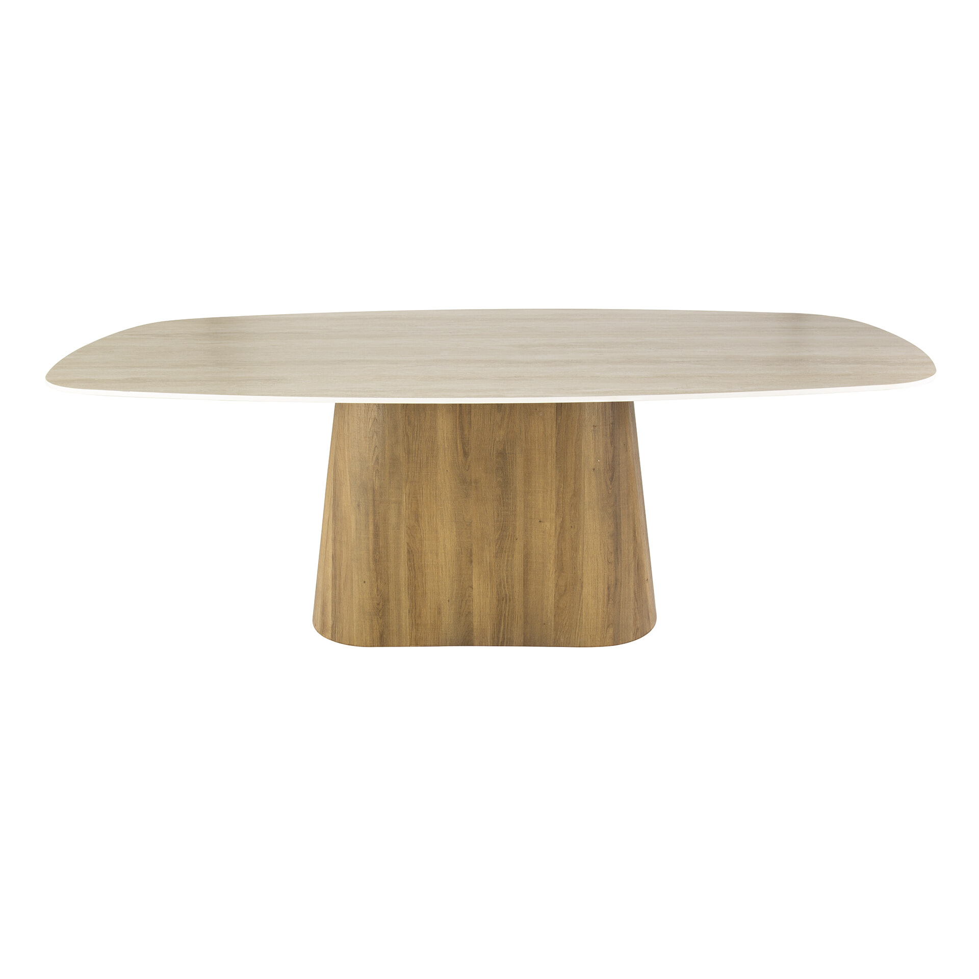 LifestyleFurn Deens Ovale Eettafel 'Laycie' Keramiek in Travertin-look, 215 x 105cm