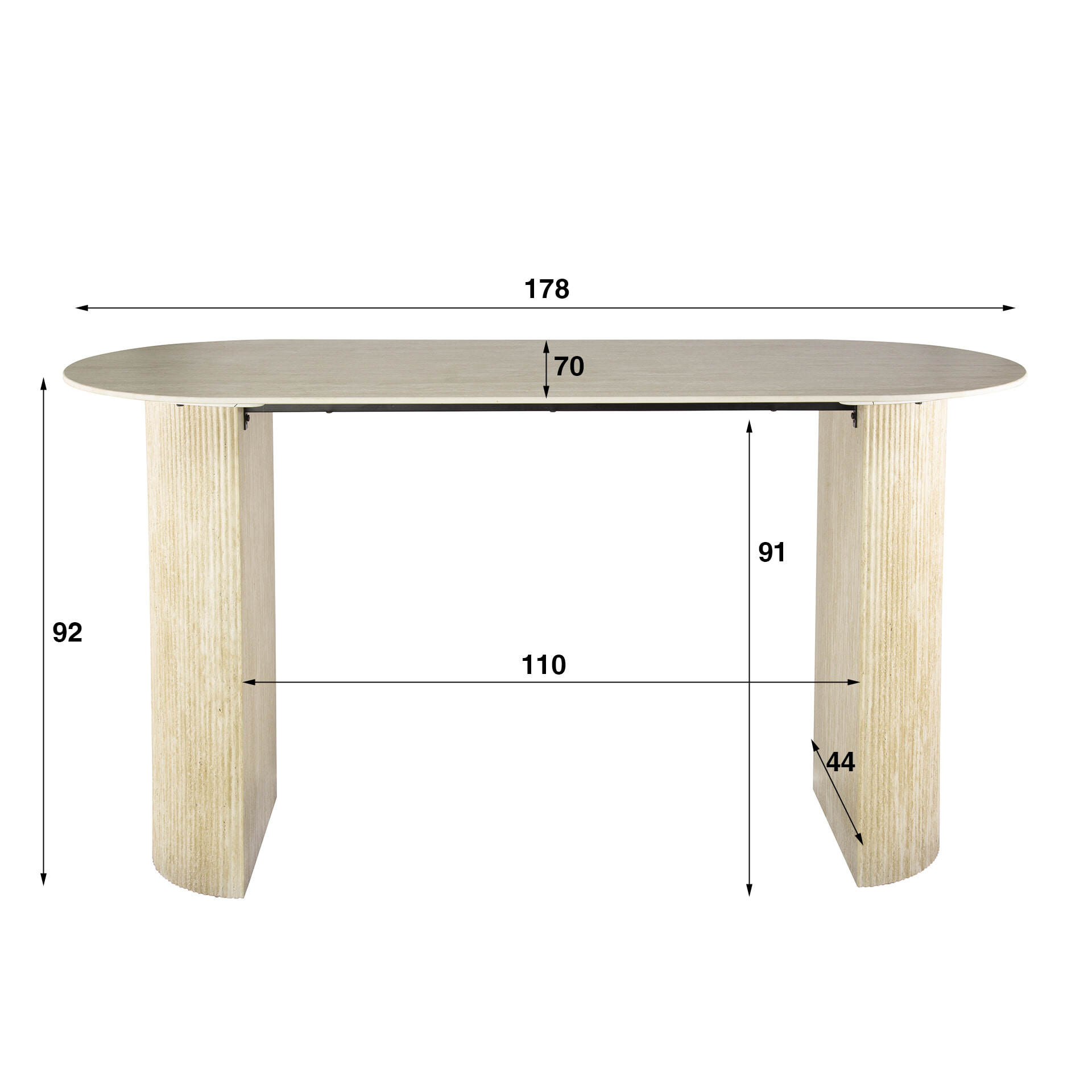 LifestyleFurn Bartafel 'Laycie' Travertinlook, 178 x 70cm