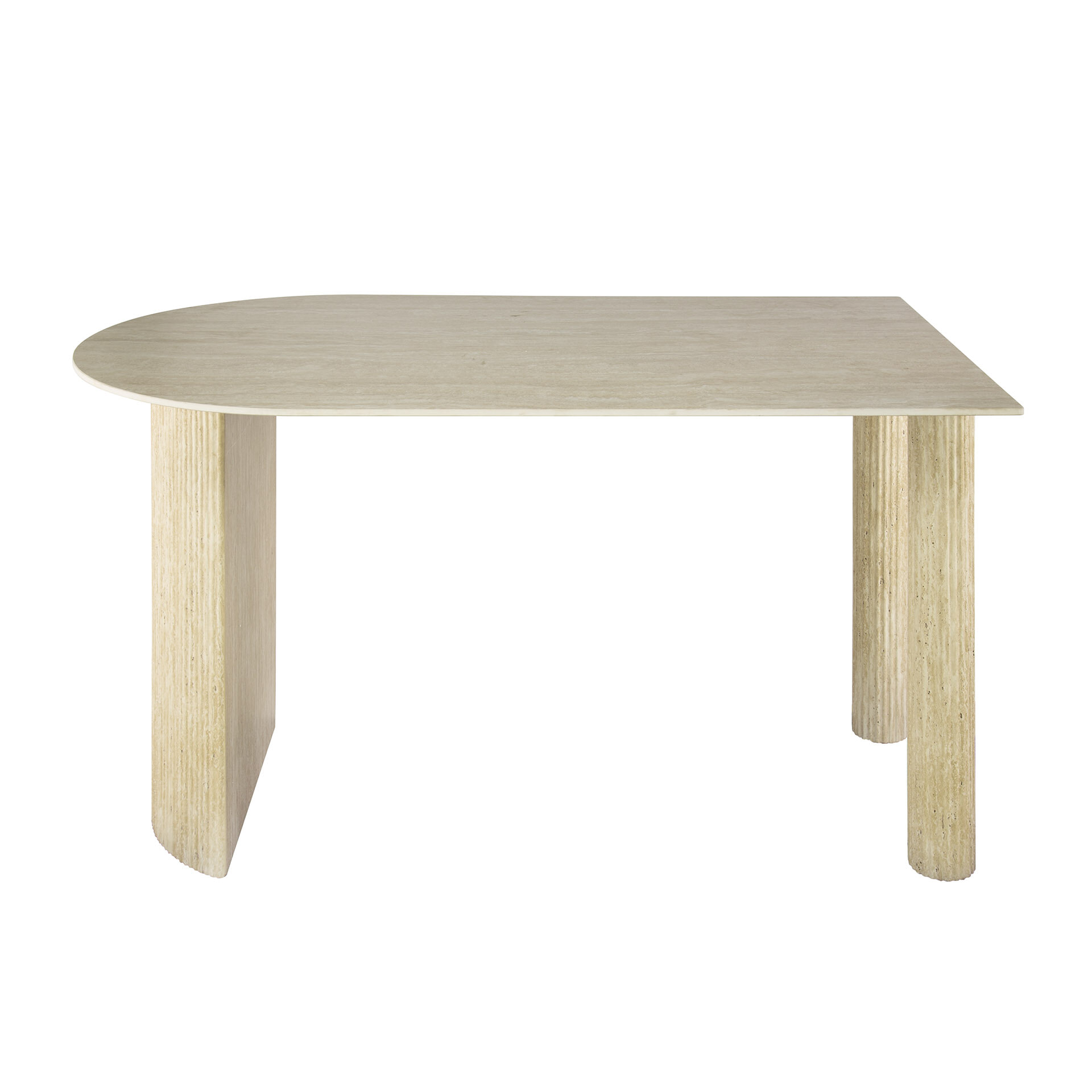 LifestyleFurn Halfronde Eettafel 'Ciarra' Travertinlook, 140 x 80cm