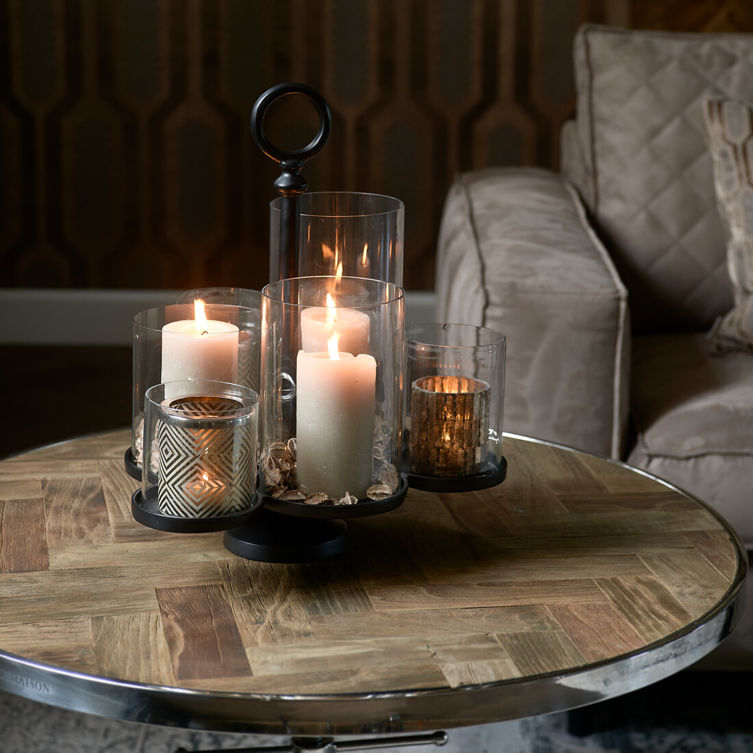 Rivièra Maison Kaarshouder 'Lisbon' Voor 6 kaarsen, kleur Mat Zwart