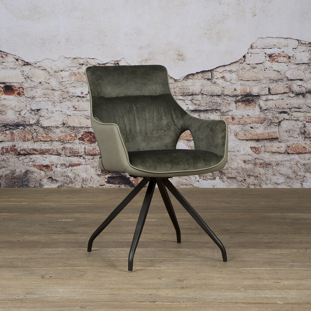 Tower Living Eetkamerstoel 'Nola' Velvet draaibaar, kleur groen Tower Living Eetkamerstoel 'Nola' Velvet draaibaar, kleur groen