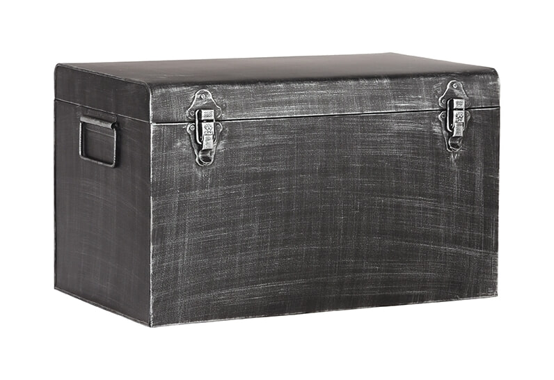 LABEL51 Opbergkist 'Vintage', Metaal, 60 x 35 x 40cm, kleur Zwart