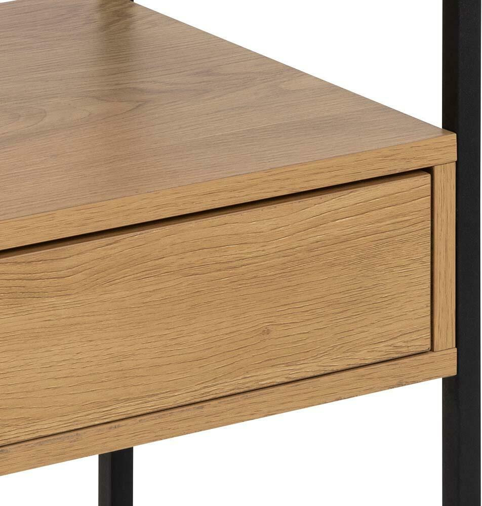 Bendt Nachtkastje 'Maikel' Eiken en glas, kleur Zwart / Eiken