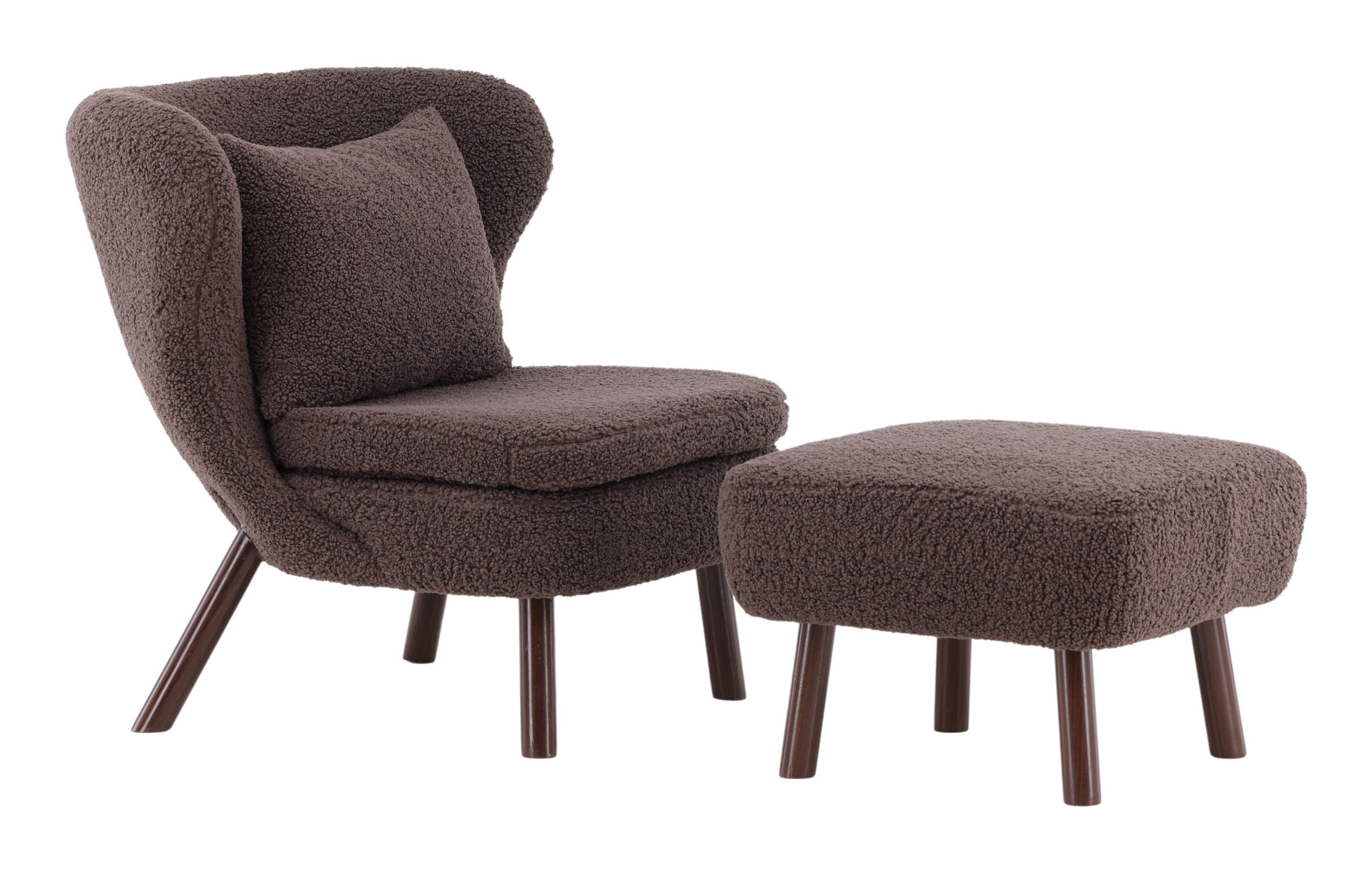 Nohr Fauteuil 'Demone' Met voetenbank, Teddy, kleur Bruin