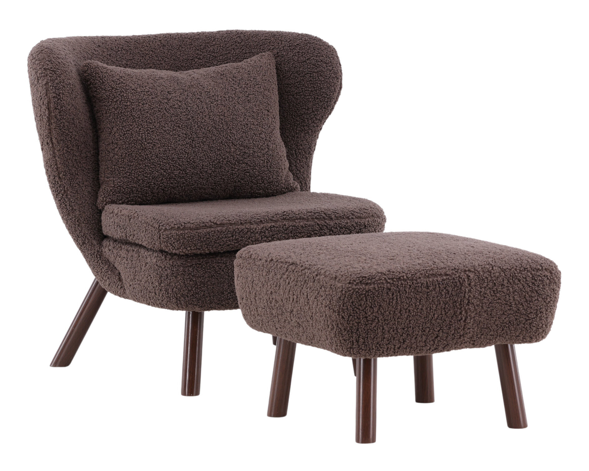 Nohr Fauteuil 'Demone' Met voetenbank, Teddy, kleur Bruin