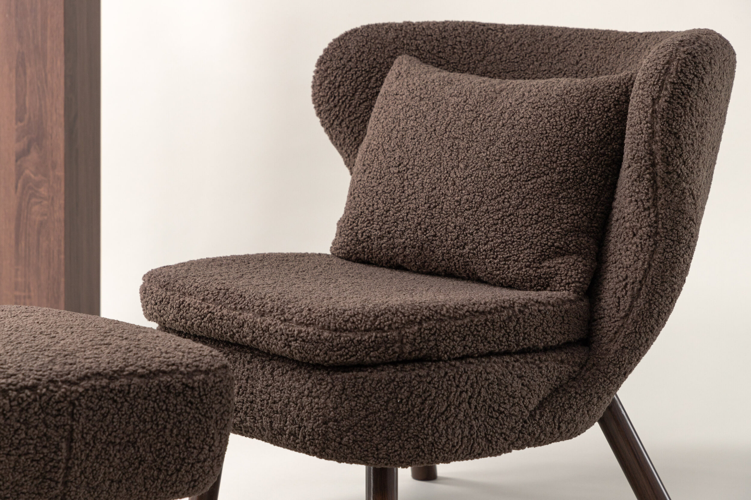 Nohr Fauteuil 'Demone' Met voetenbank, Teddy, kleur Bruin