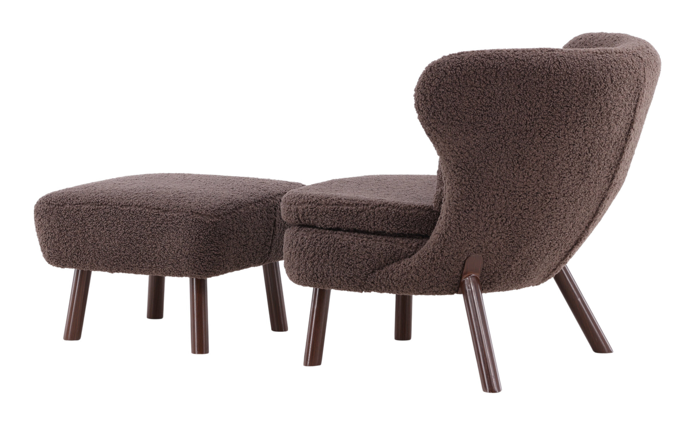 Nohr Fauteuil 'Demone' Met voetenbank, Teddy, kleur Bruin