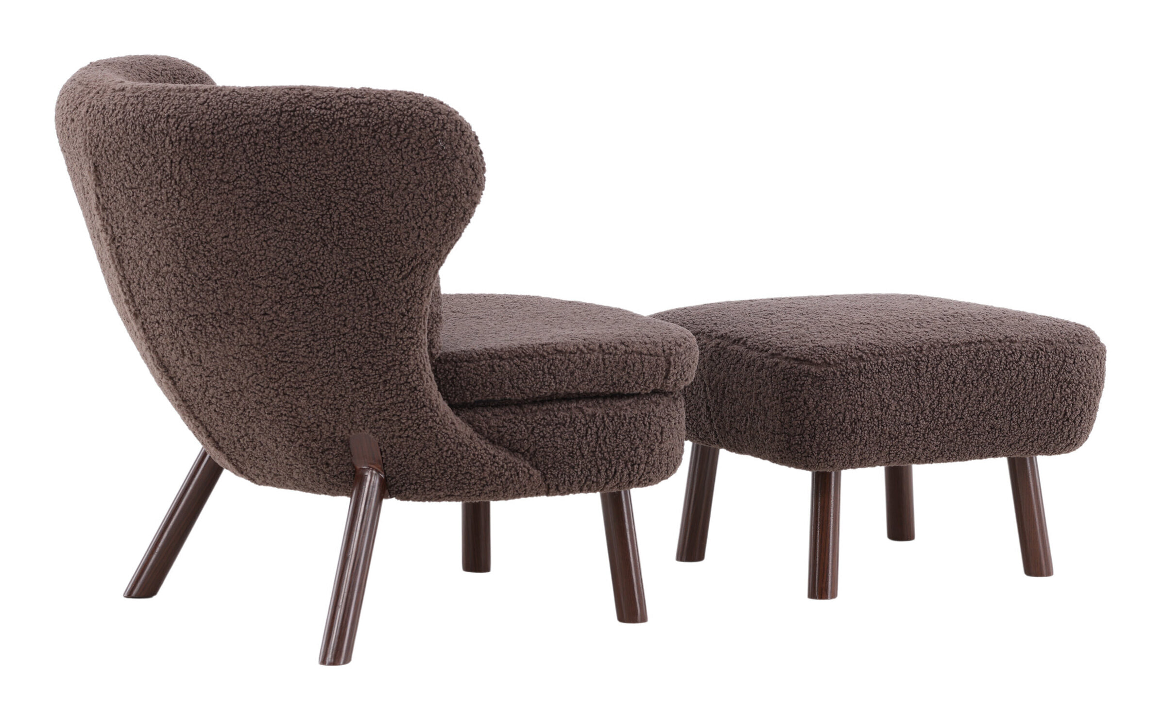 Nohr Fauteuil 'Demone' Met voetenbank, Teddy, kleur Bruin