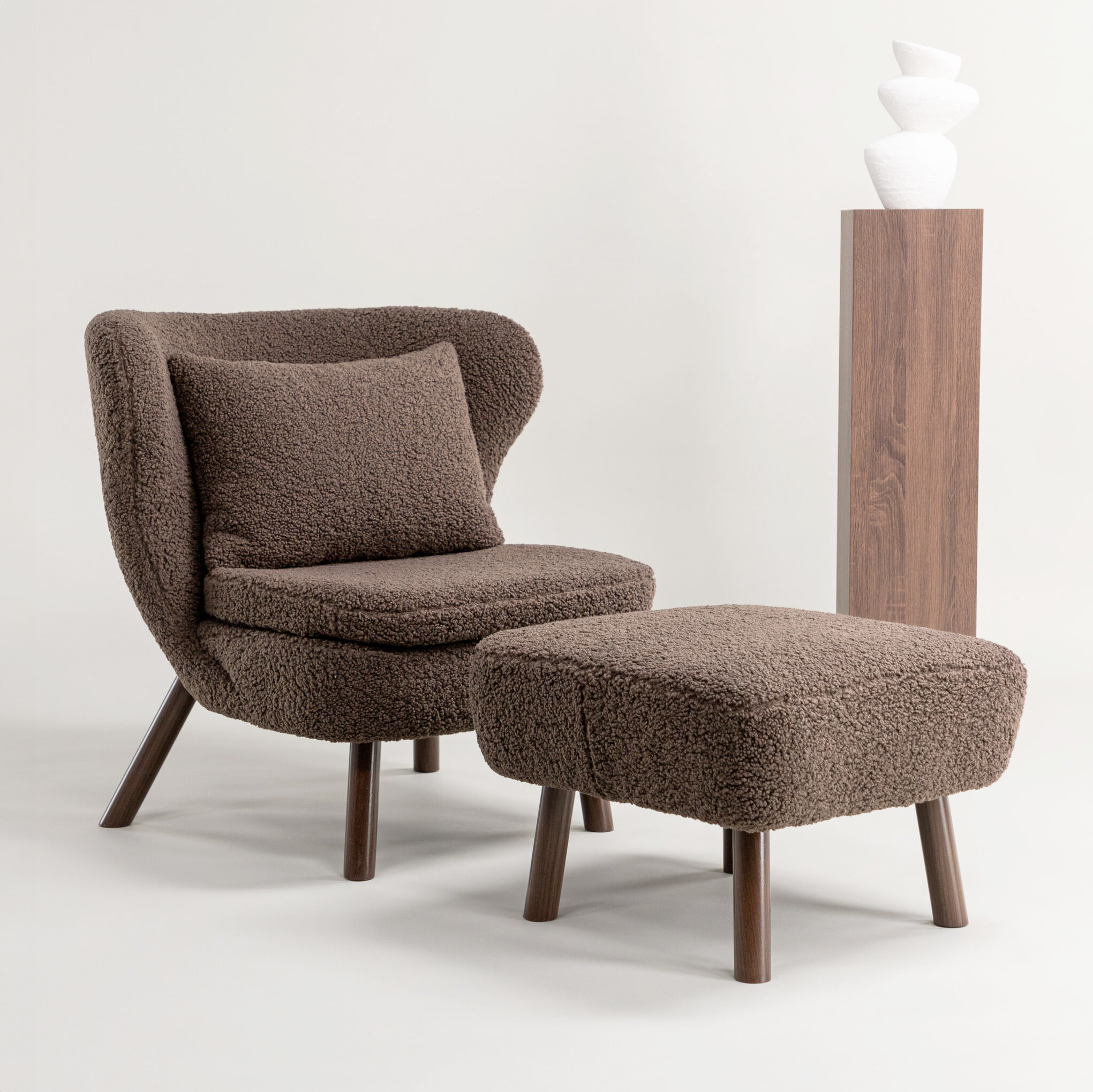 Nohr Fauteuil Demone Met voetenbank, Teddy - Bruin