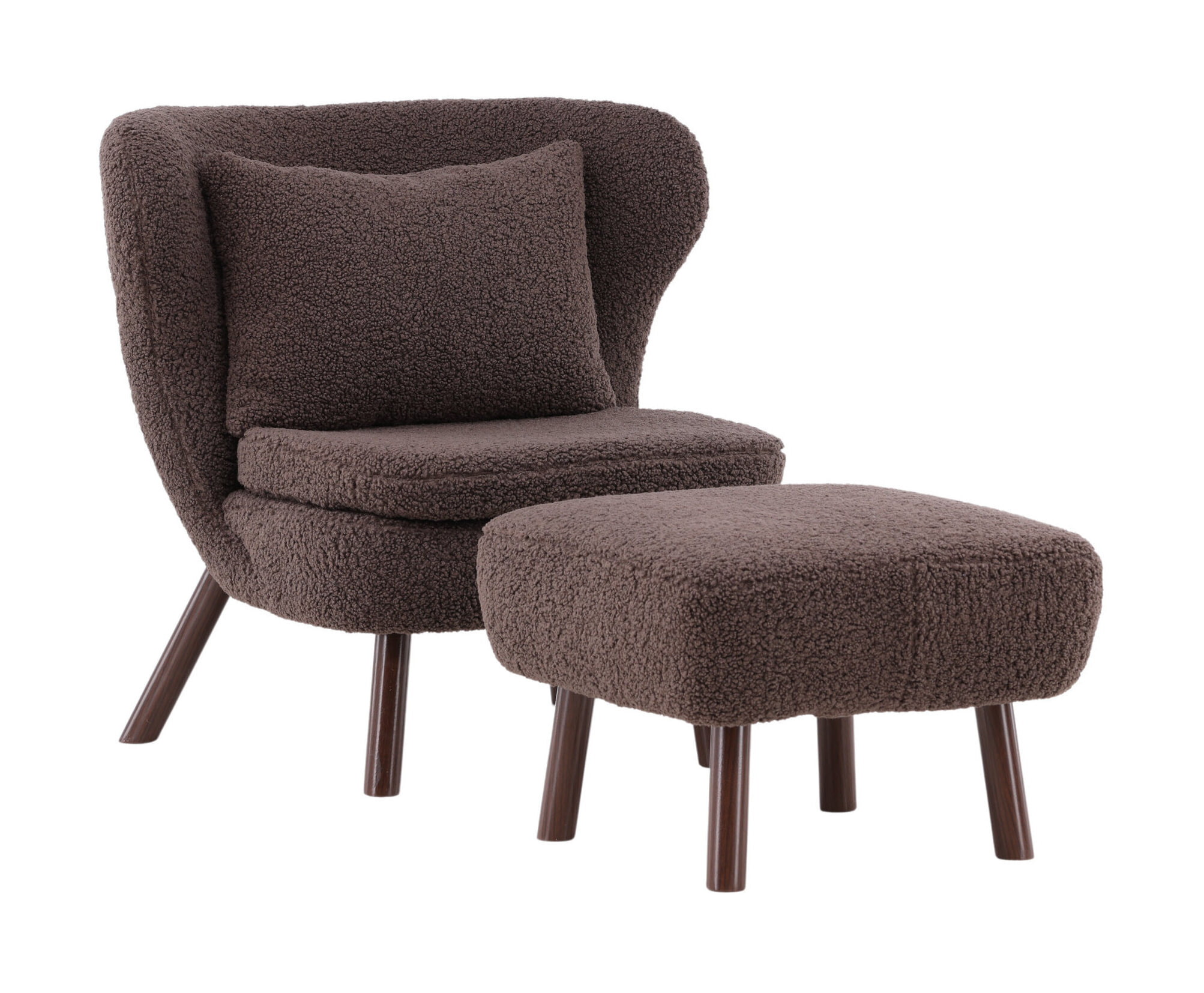 Nohr Fauteuil 'Demone' Met voetenbank, Teddy, kleur Bruin