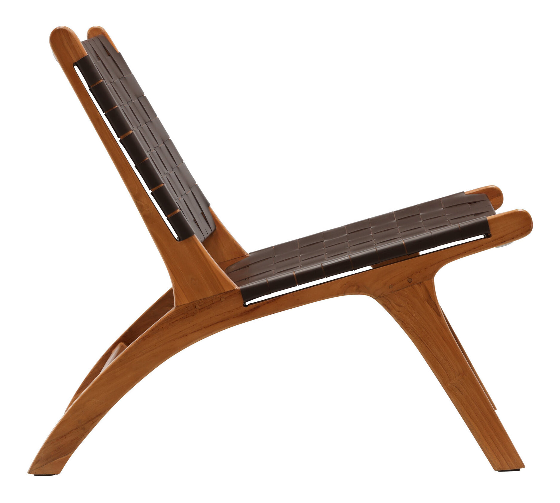 Nohr Fauteuil 'Calogero' Teakhout en Lederlook, kleur Bruin
