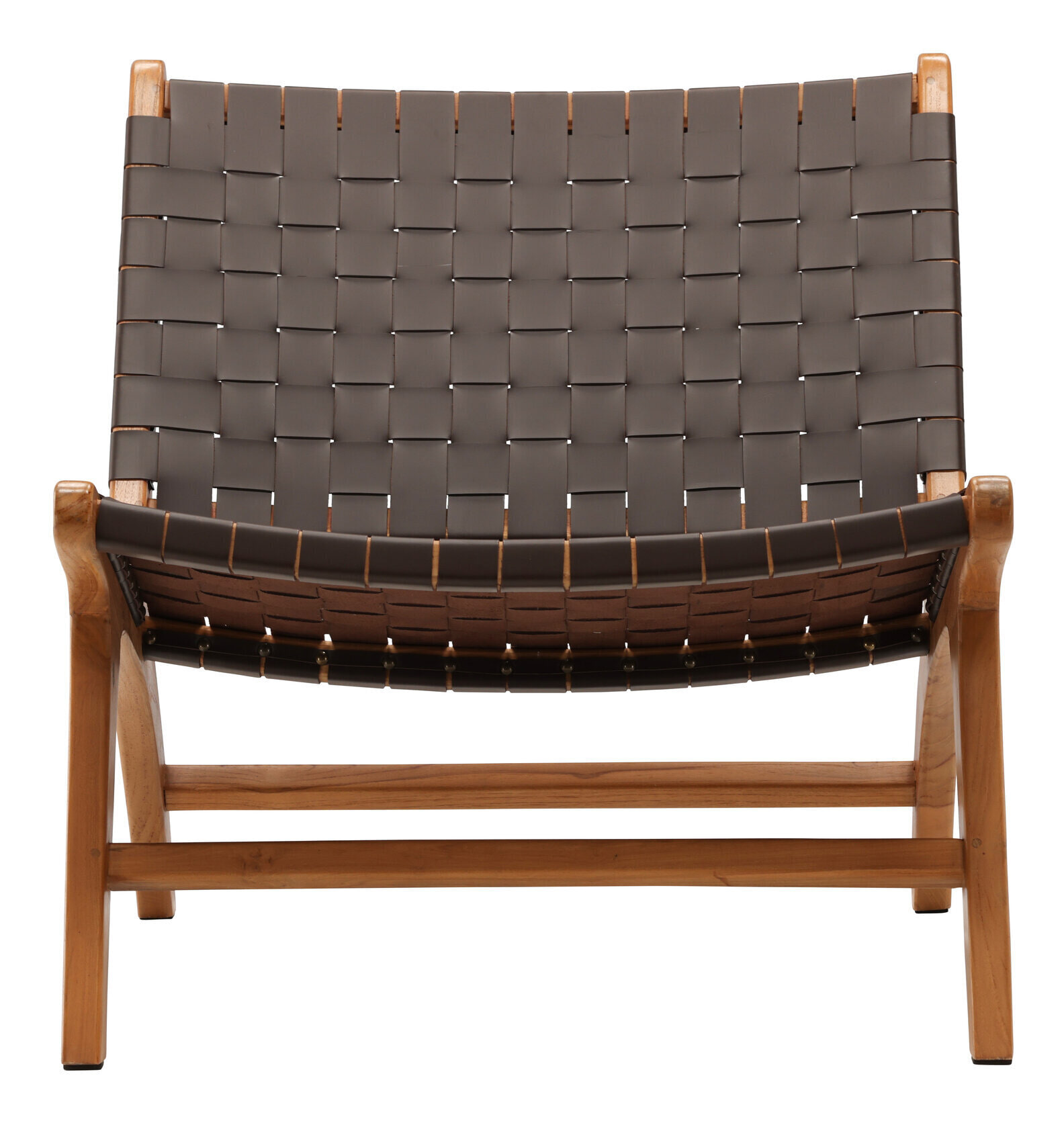 Nohr Fauteuil 'Calogero' Teakhout en Lederlook, kleur Bruin