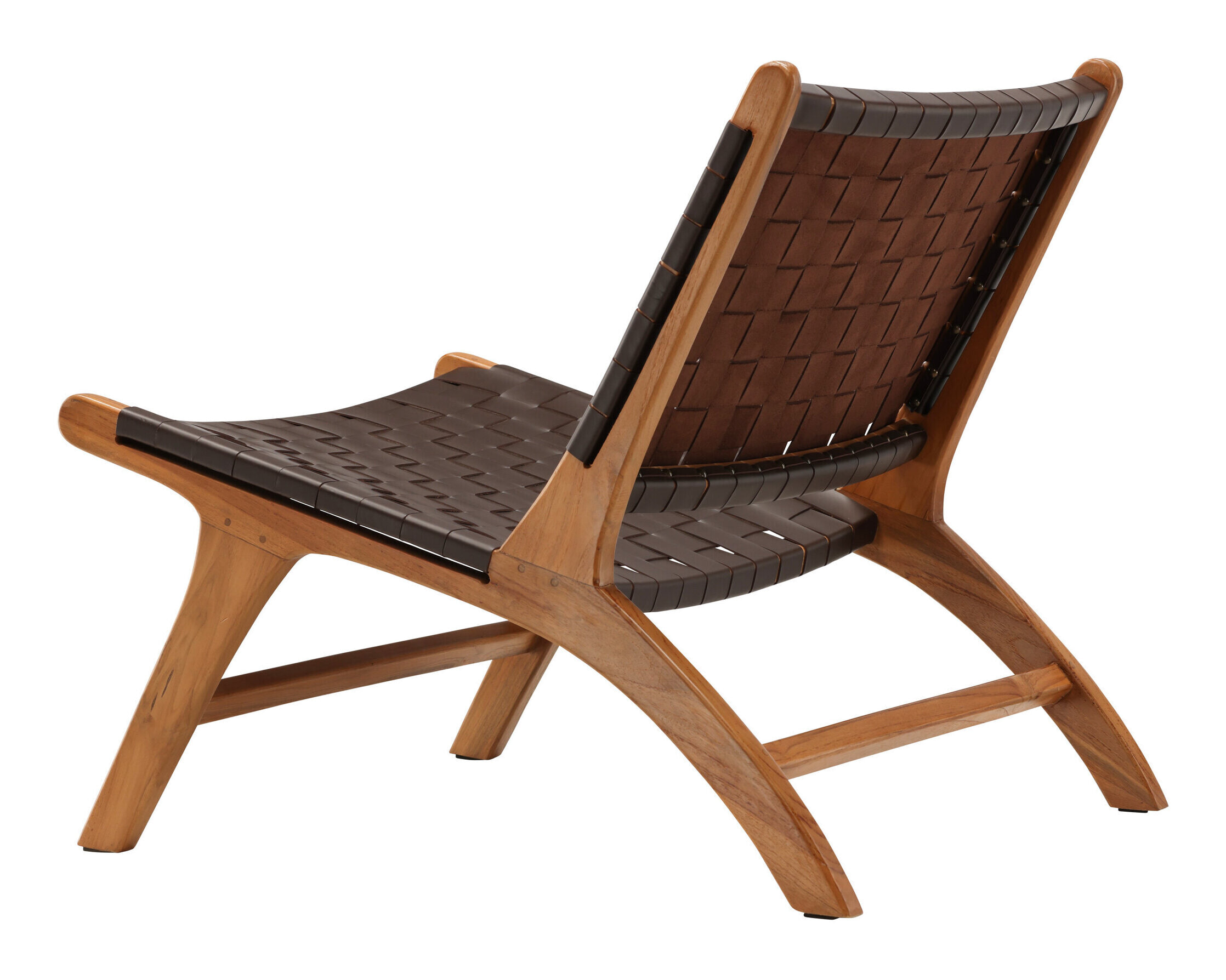 Nohr Fauteuil 'Calogero' Teakhout en Lederlook, kleur Bruin