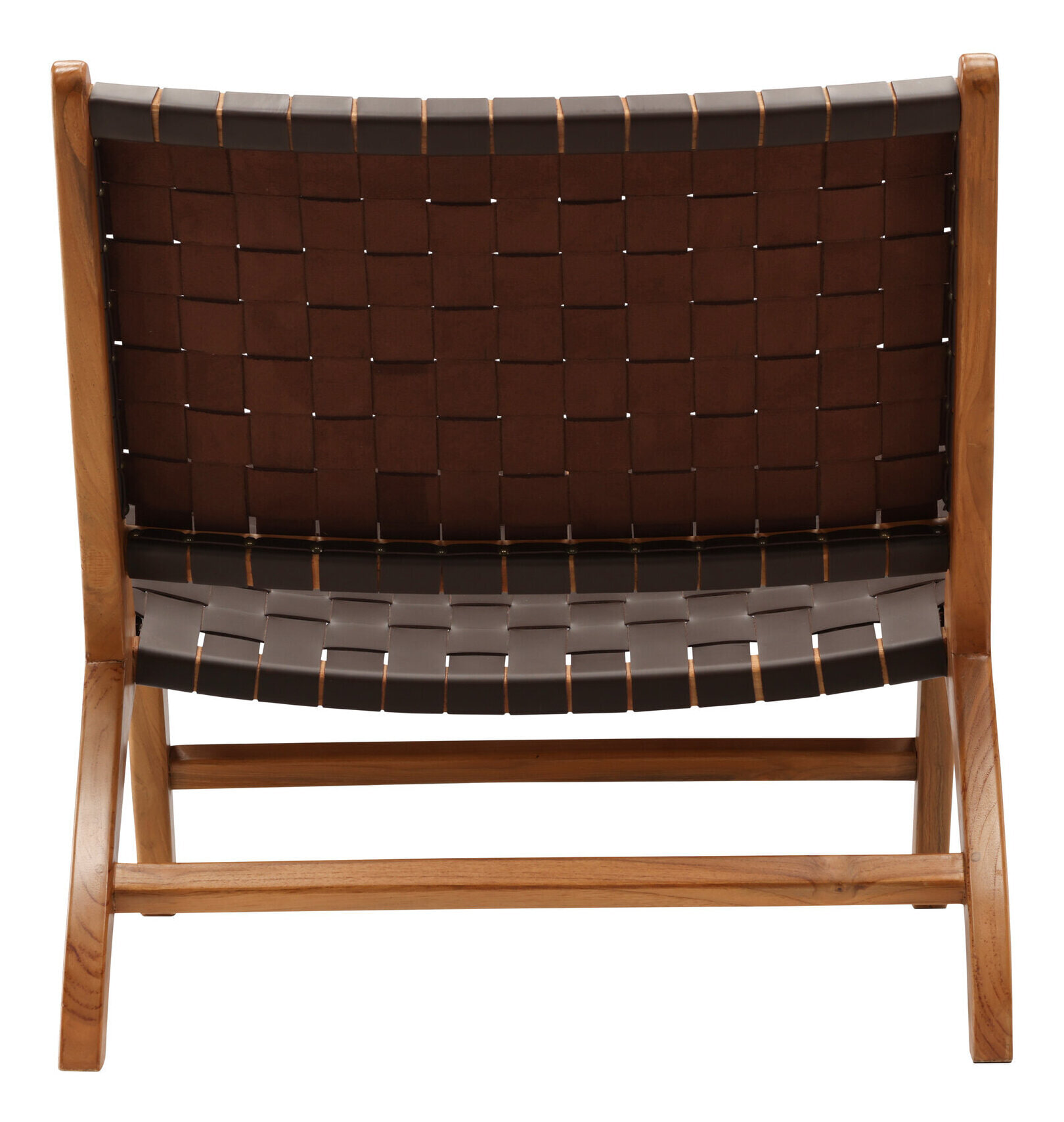Nohr Fauteuil 'Calogero' Teakhout en Lederlook, kleur Bruin