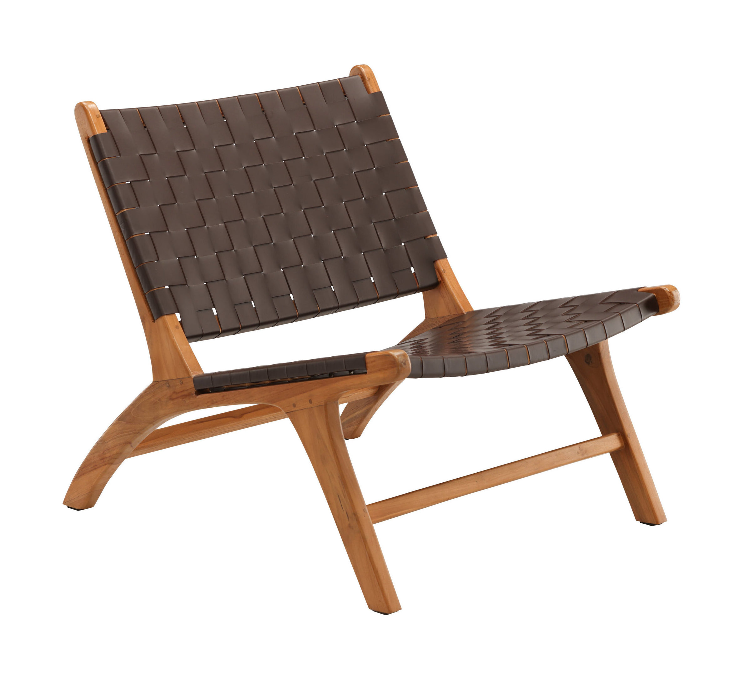 Nohr Fauteuil 'Calogero' Teakhout en Lederlook, kleur Bruin