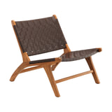 Nohr Fauteuil 'Calogero' Teakhout en Lederlook, kleur Bruin