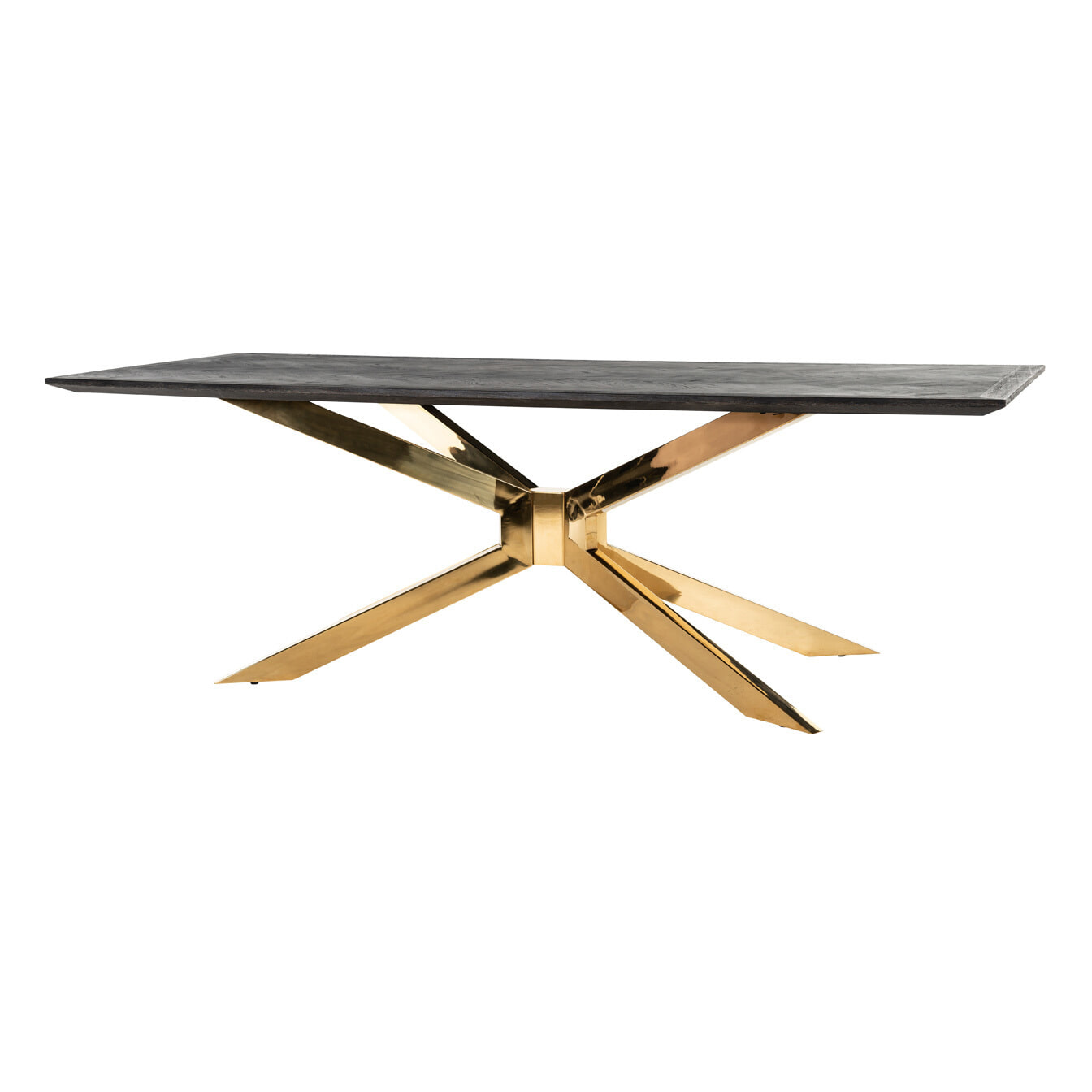 Richmond Eettafel 'Blackbone' Matrix, Eiken, kleur Zwart / Goud, 240 x 100cm