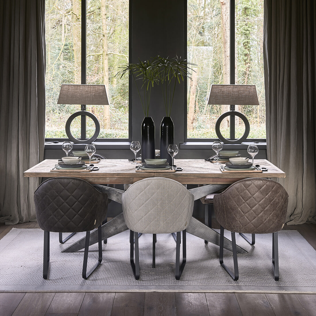 Rivièra Maison Uitschuifbare Eettafel 'Falcon Crest' Eikenhout, 220 - 320 x 100cm