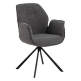 Bendt Draaibare Eetkamerstoel 'Chandler' Bouclé met armleuning, kleur Antraciet