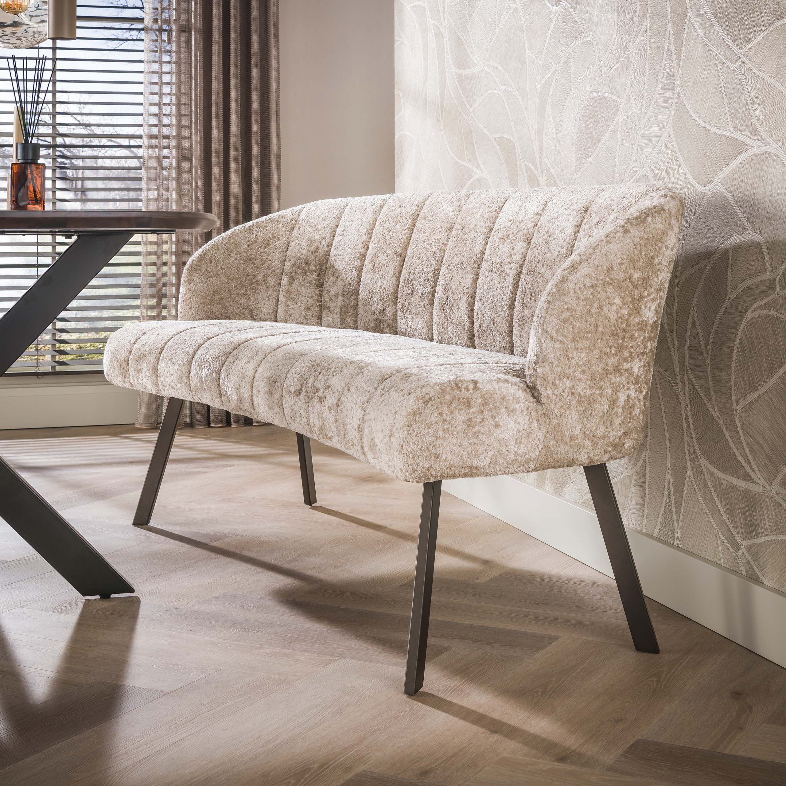 LifestyleFurn Eetkamerbank Amol Alura stof, 190cm - Zand/Bruin