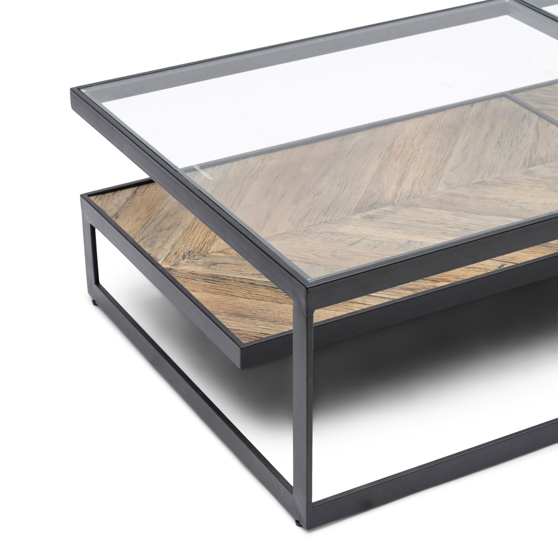 Rivièra Maison Salontafel 'Graydon' Essenhout en Glas, 180 x 80cm