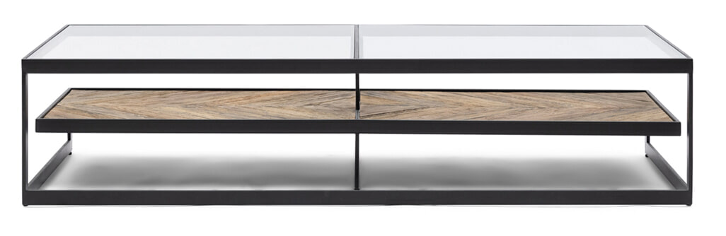 Rivièra Maison Salontafel Graydon Essenhout en Glas, 180 x 80cm - Black